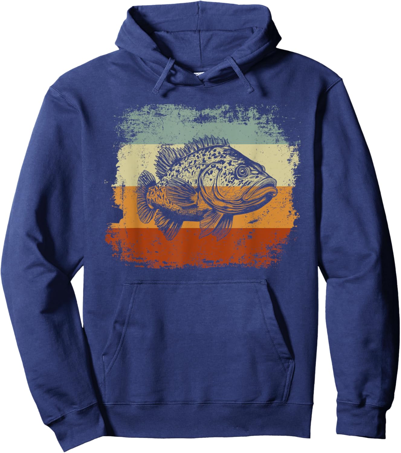 Retro Style Grouper Fish Hoodie - Hoodie | Navy