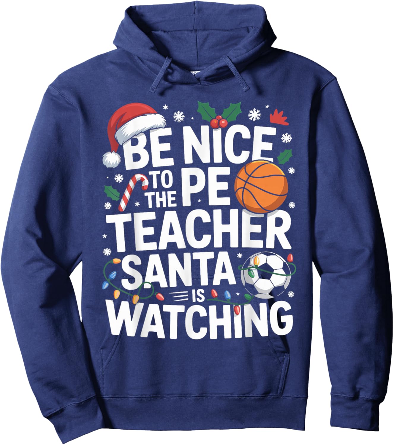 PE Teacher Christmas Physical Education Xmas Hoodie - Hoodie | Navy