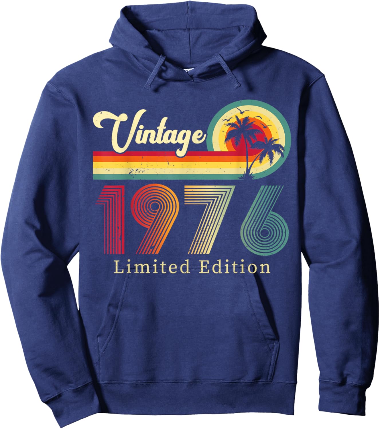 50th Birthday Vintage 76 Retro 50 Years Old Hoodie - Hoodie | Navy