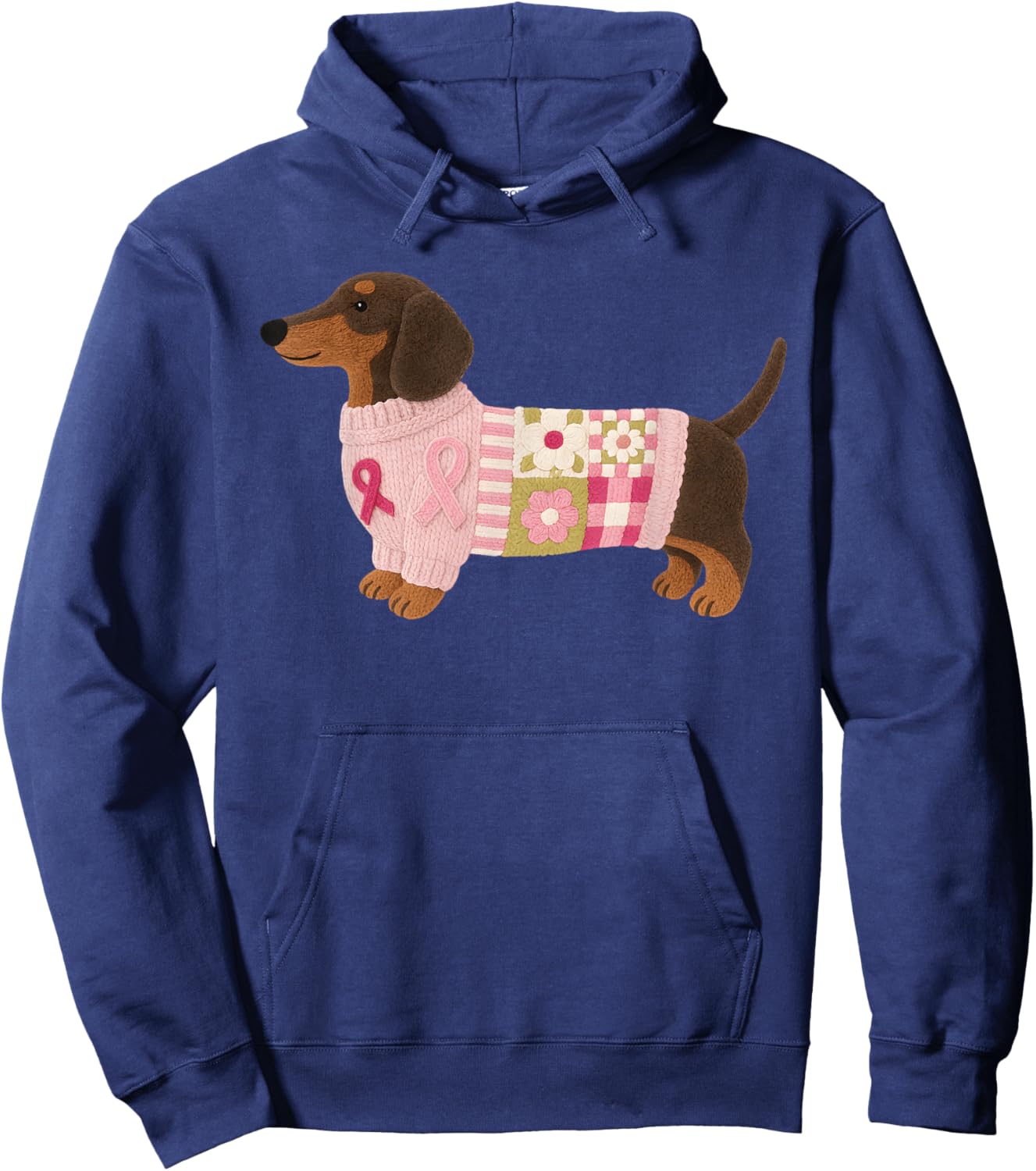 Dachshund Pink Ribbon Breast Cancer Awareness Hoodie - Hoodie | Navy