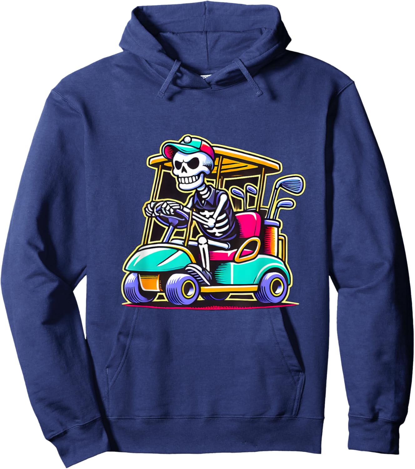 Halloween Skeleton Golf Cart Golfer Hoodie - Hoodie | Navy