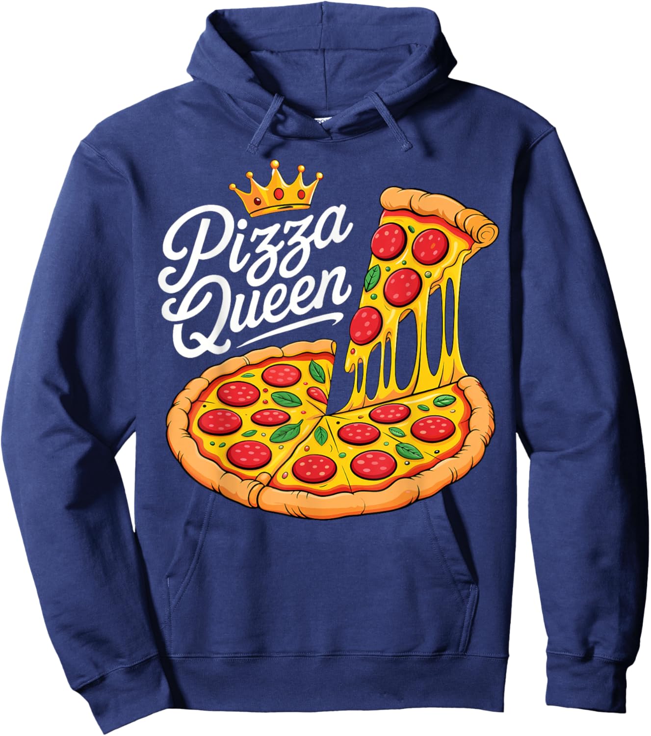 Pizza Queen Fun Girls Women Pizza Food Lovers Hoodie - Hoodie | Navy