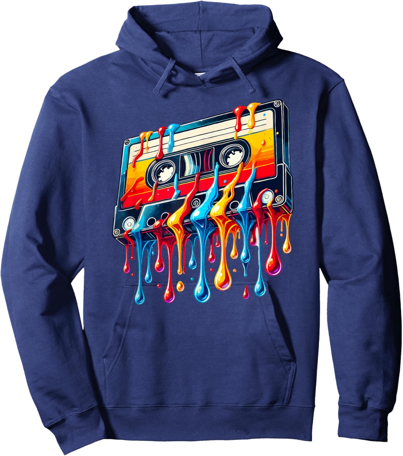 80s 90s Retro Party Costume Nostalgia Cassette Hoodie - Hoodie | Navy