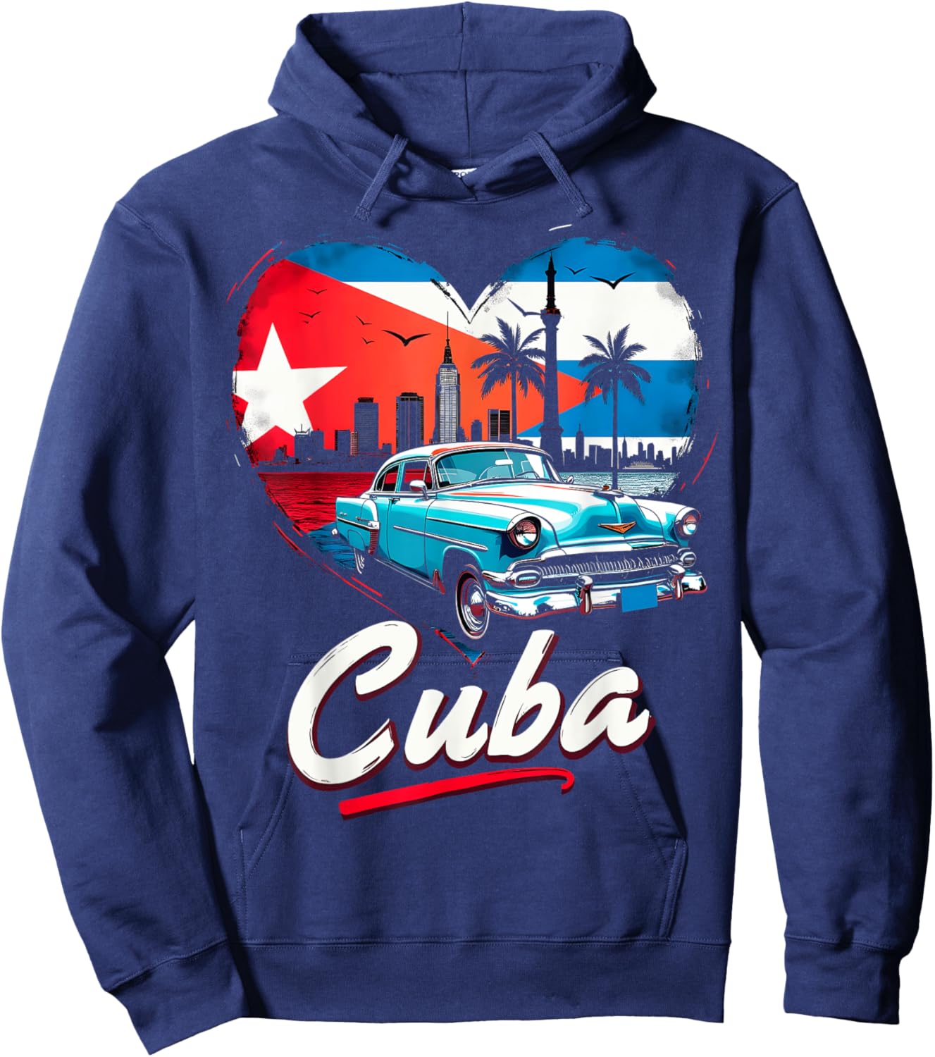 Cuba Retro Love Hoodie - Hoodie | Navy