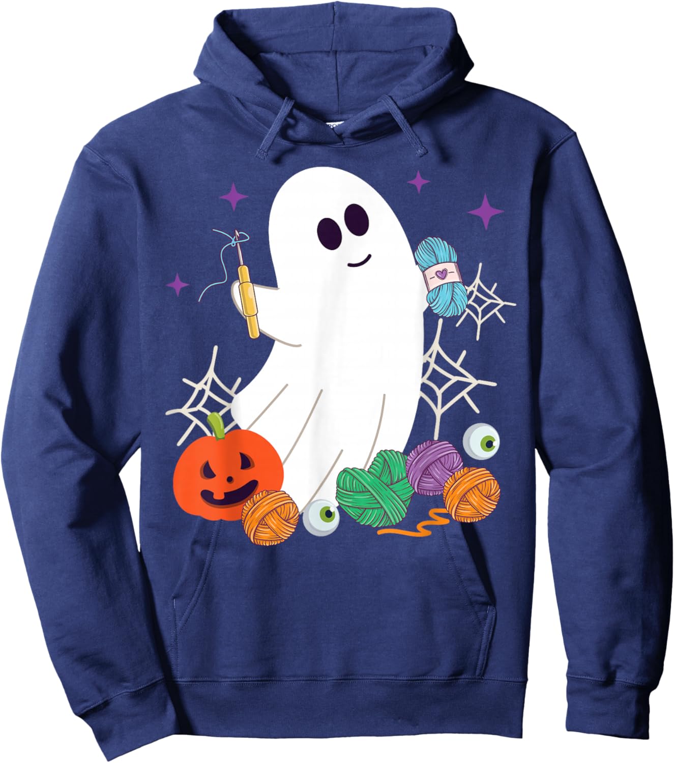 Crocheting Halloween Ghost Hoodie - Hoodie | Navy