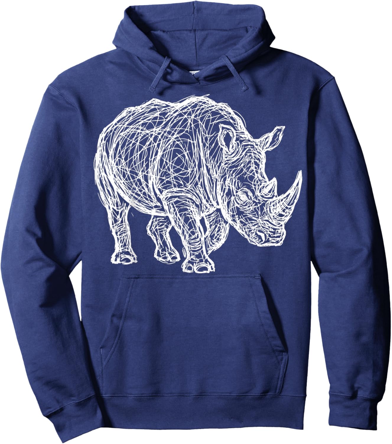 Rhinoceros Line Art Rhino Hoodie - Hoodie | Navy