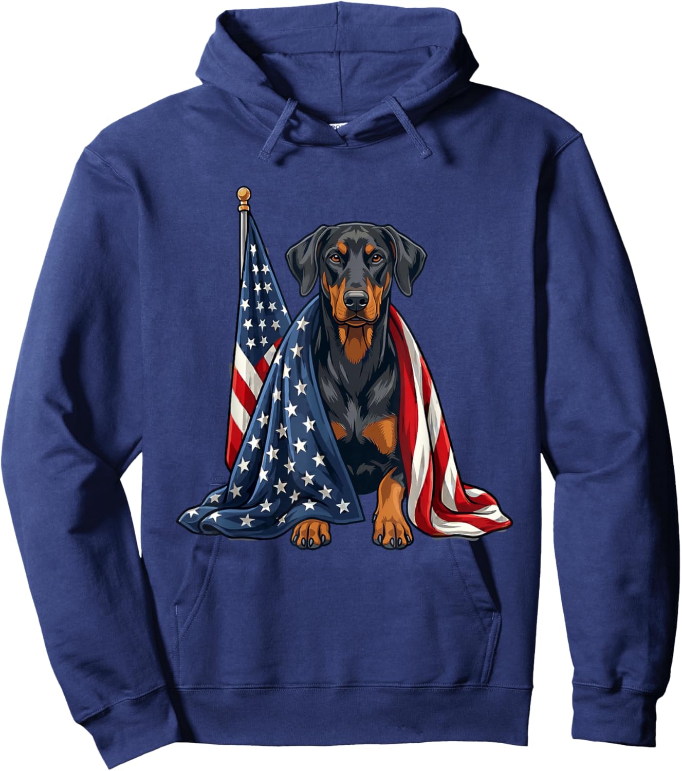 Patriotic Doberman 4th of July Dog USA Flag Hoodie - Hoodie | Navy