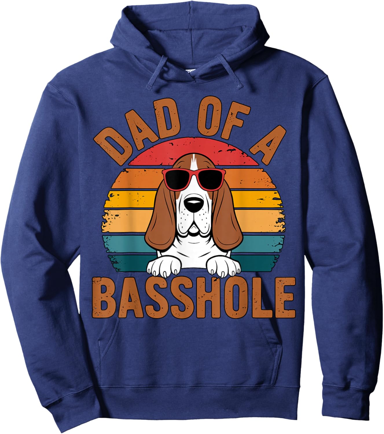 Dad of a Basshole Basset Hound Owner Hoodie - Hoodie | Navy