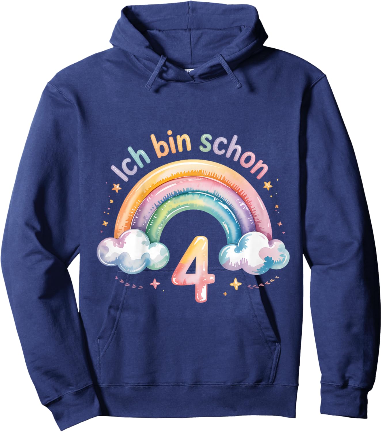 Ich Bin Schon 4 Regenbogen Geburtstag Hoodie - Hoodie | Navy