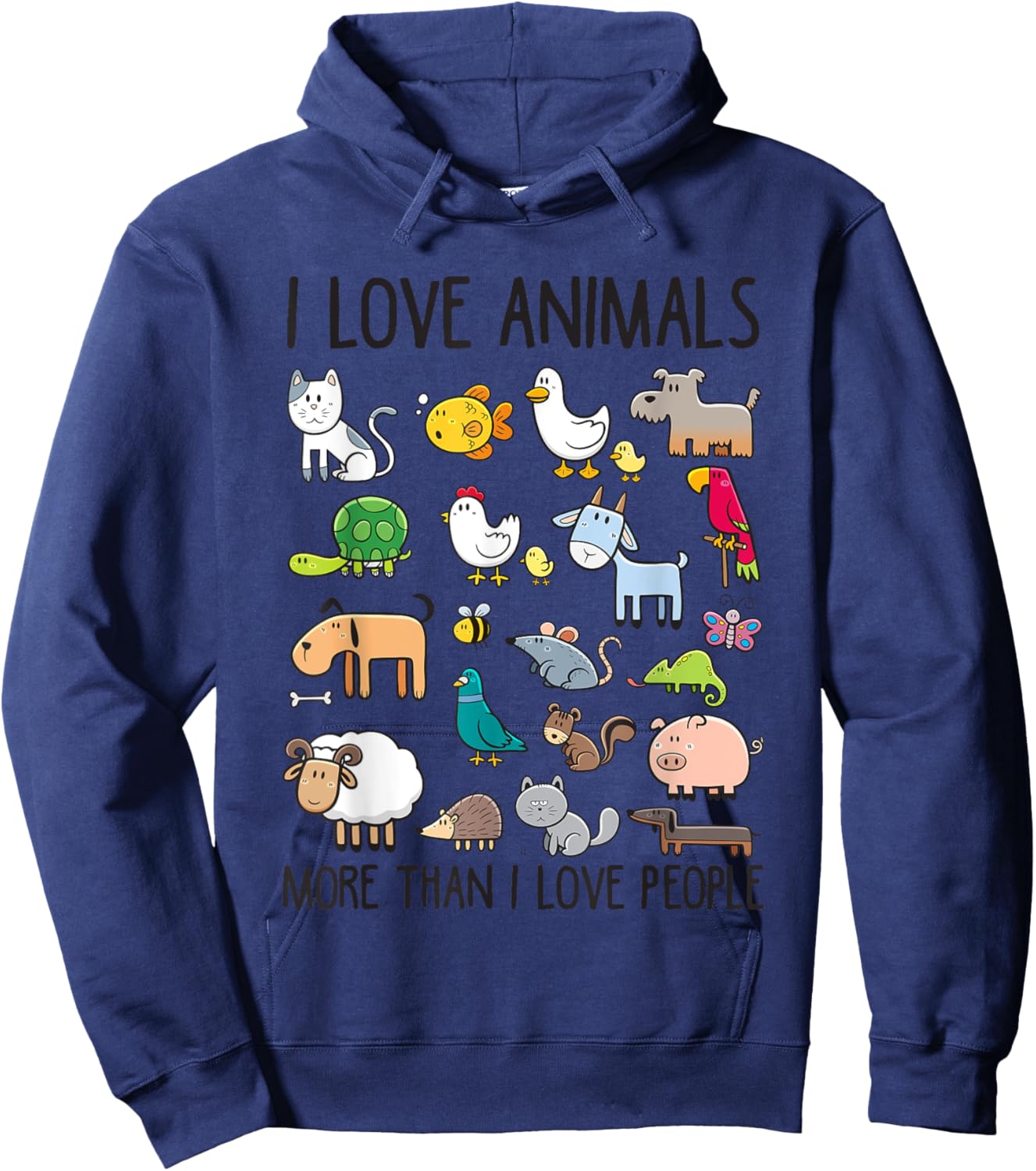 I Love Animals More Than I Love People Hoodie - Hoodie | Navy