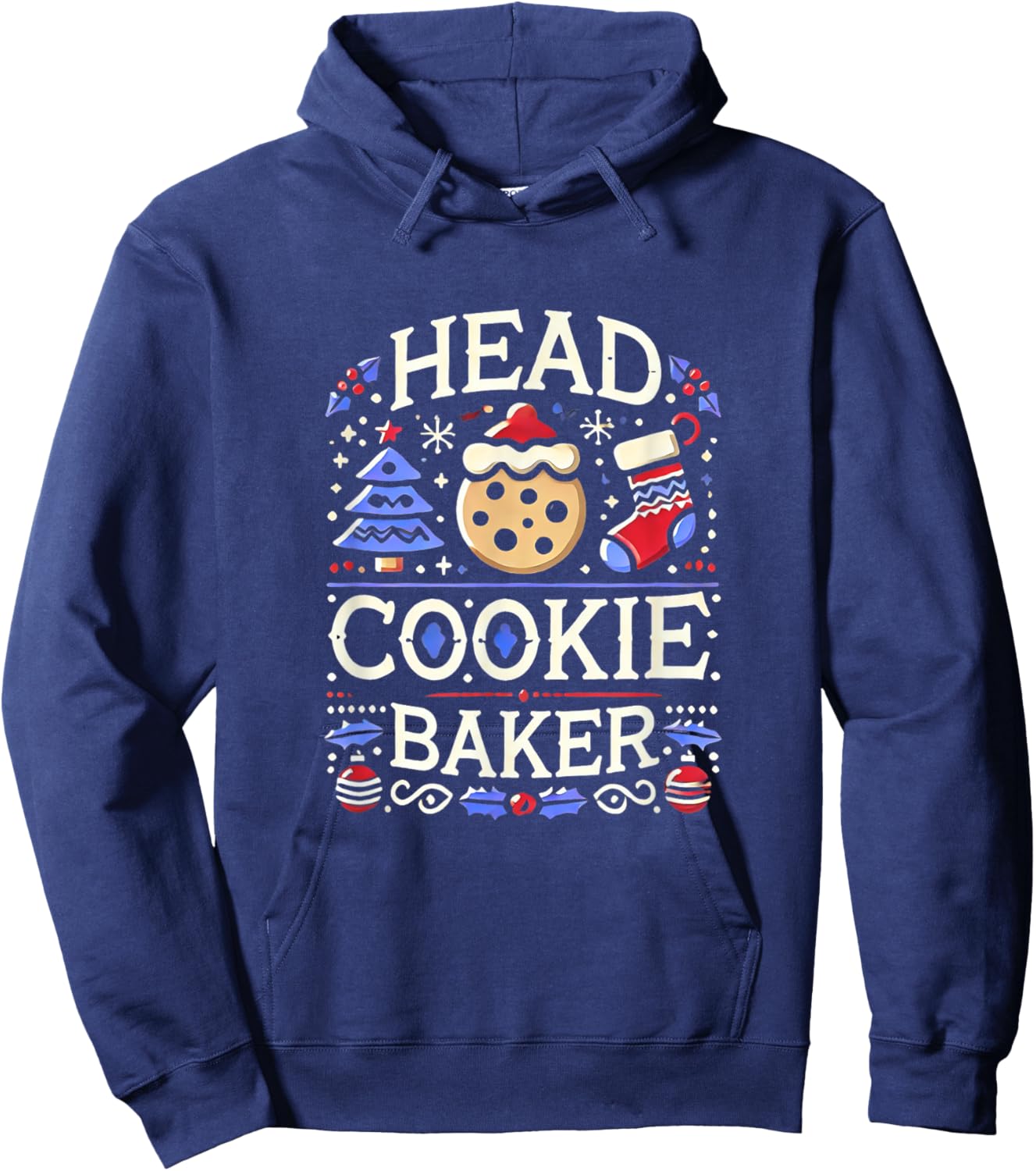 Christmas Head Cookie Baker Xmas Cookie Baking Hoodie - Hoodie | Navy