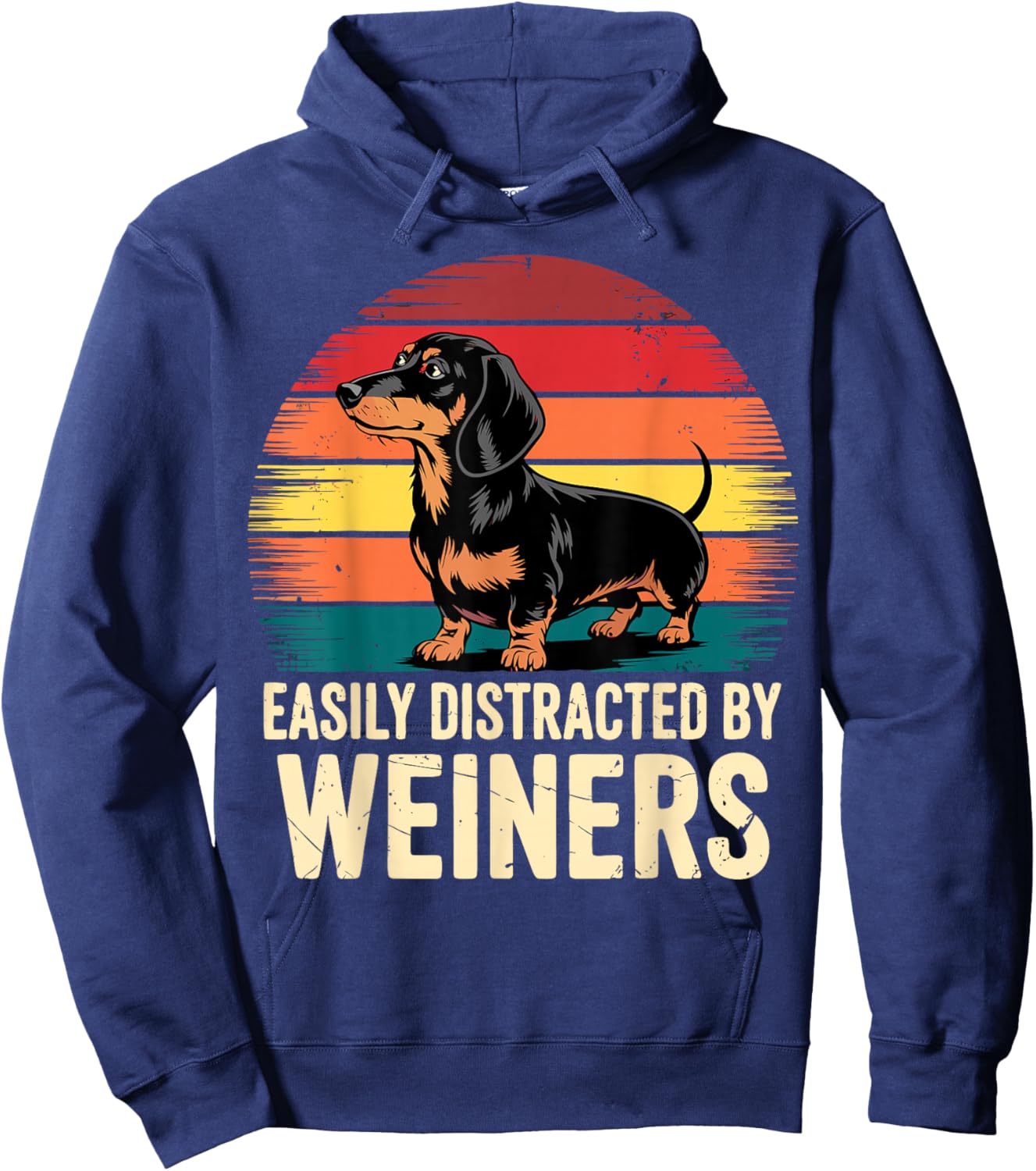 Easily Distracted by Weiners Dachshund Dog Hoodie - Hoodie | Navy