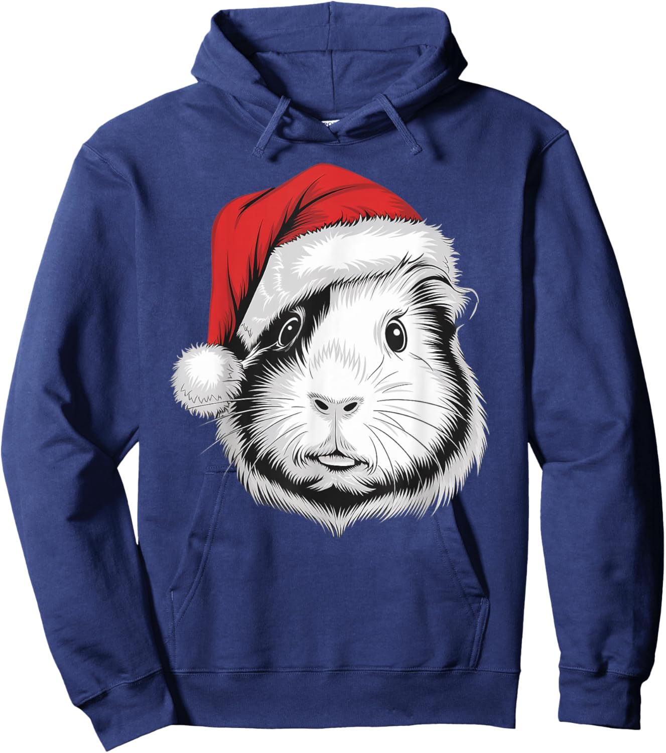 Joyful Guinea pig Santa on Guinea pig Christmas Hoodie - Hoodie | Navy