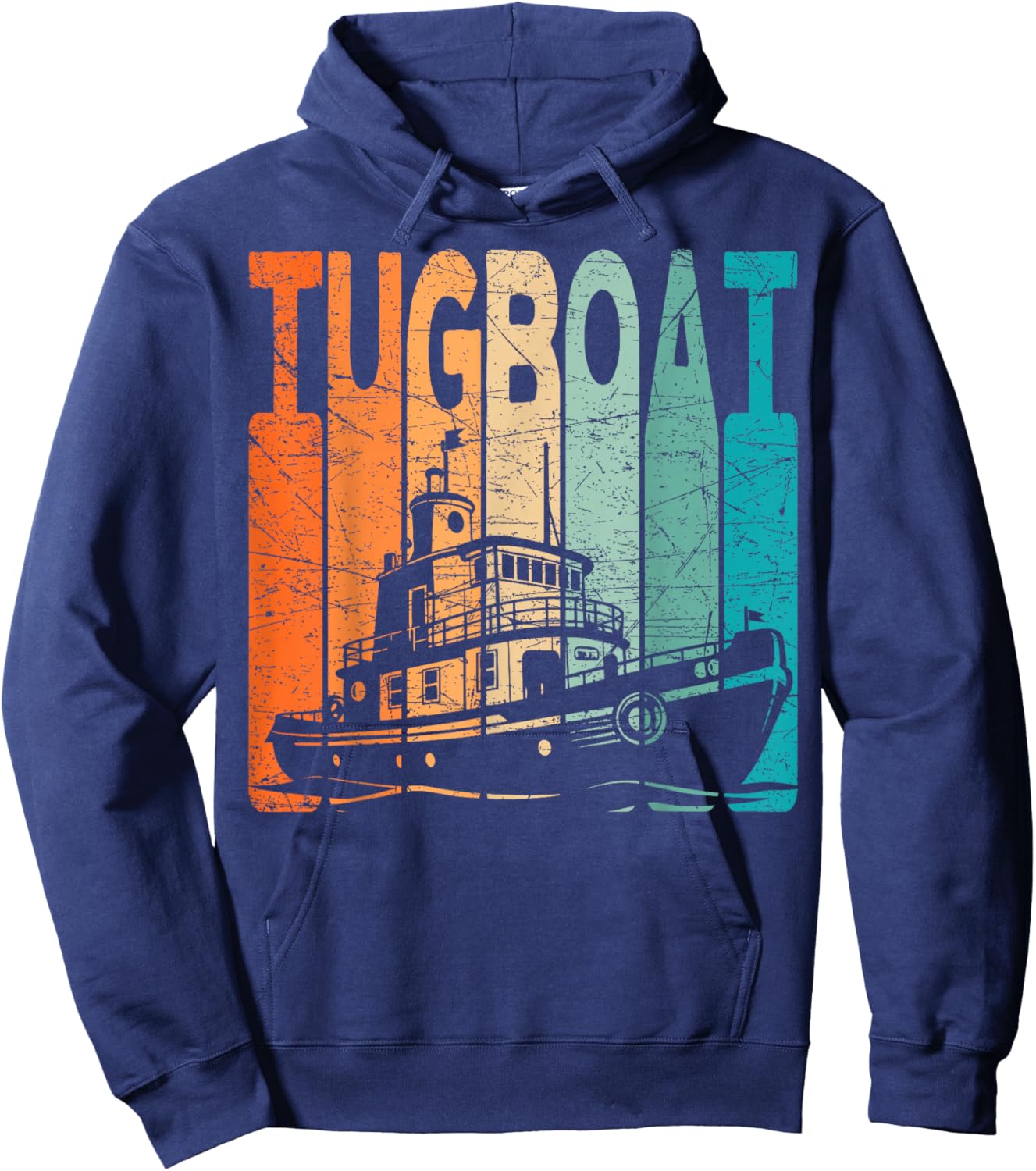 Tugboat Vintage Tugboat Captain Retro Hoodie - Hoodie | Navy