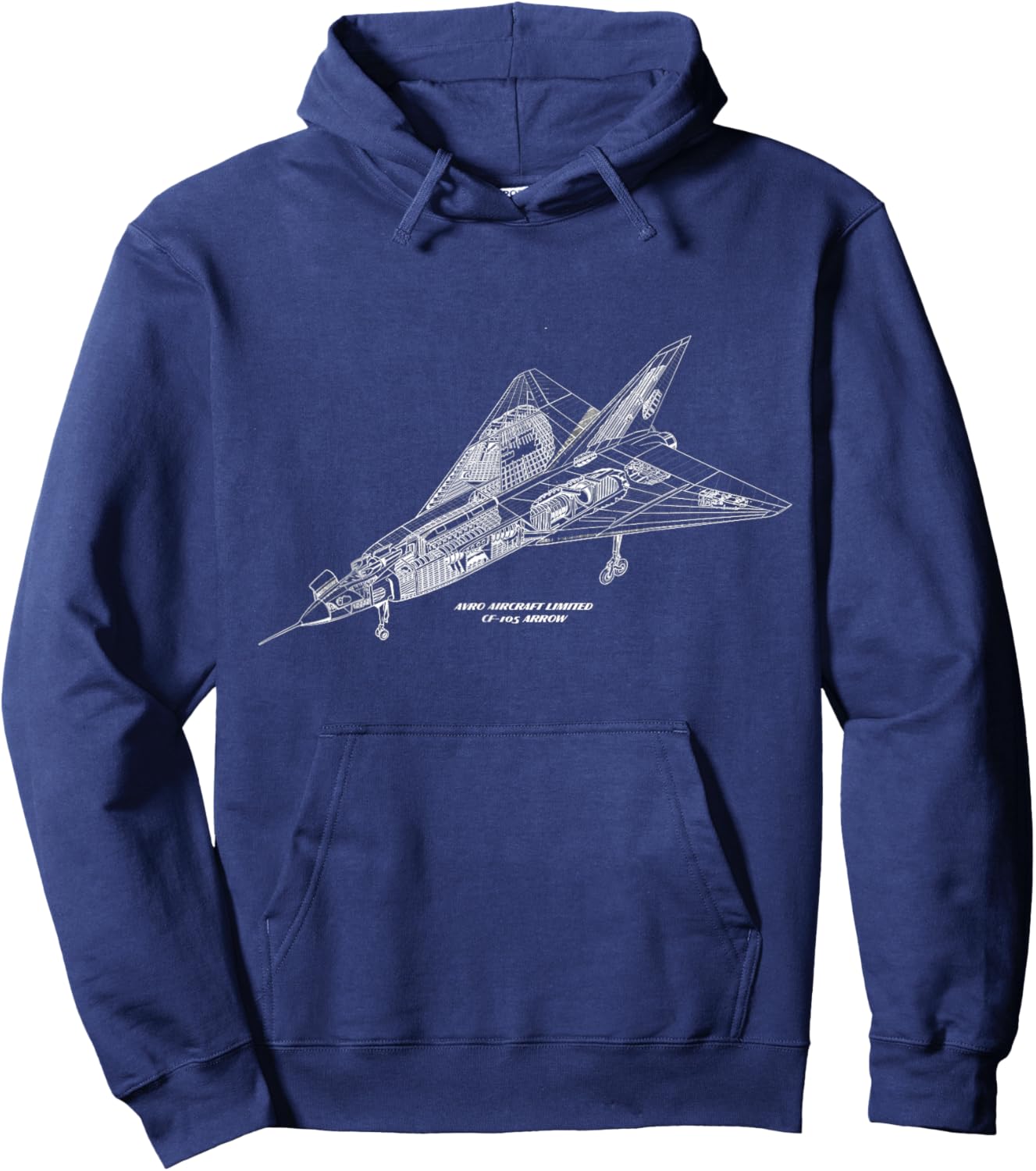 Avro Arrow CF-105 Technical Drawing Hoodie - Hoodie | Navy