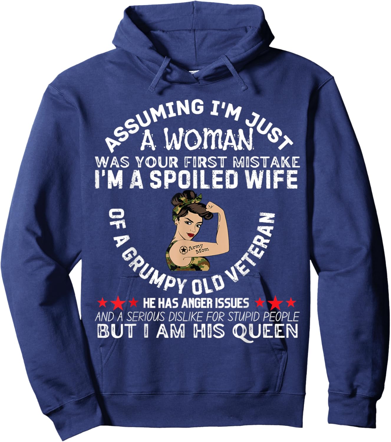 Spoiled Wife of Grumpy Veteran Funny Wife Queen Hoodie - Hoodie | Navy