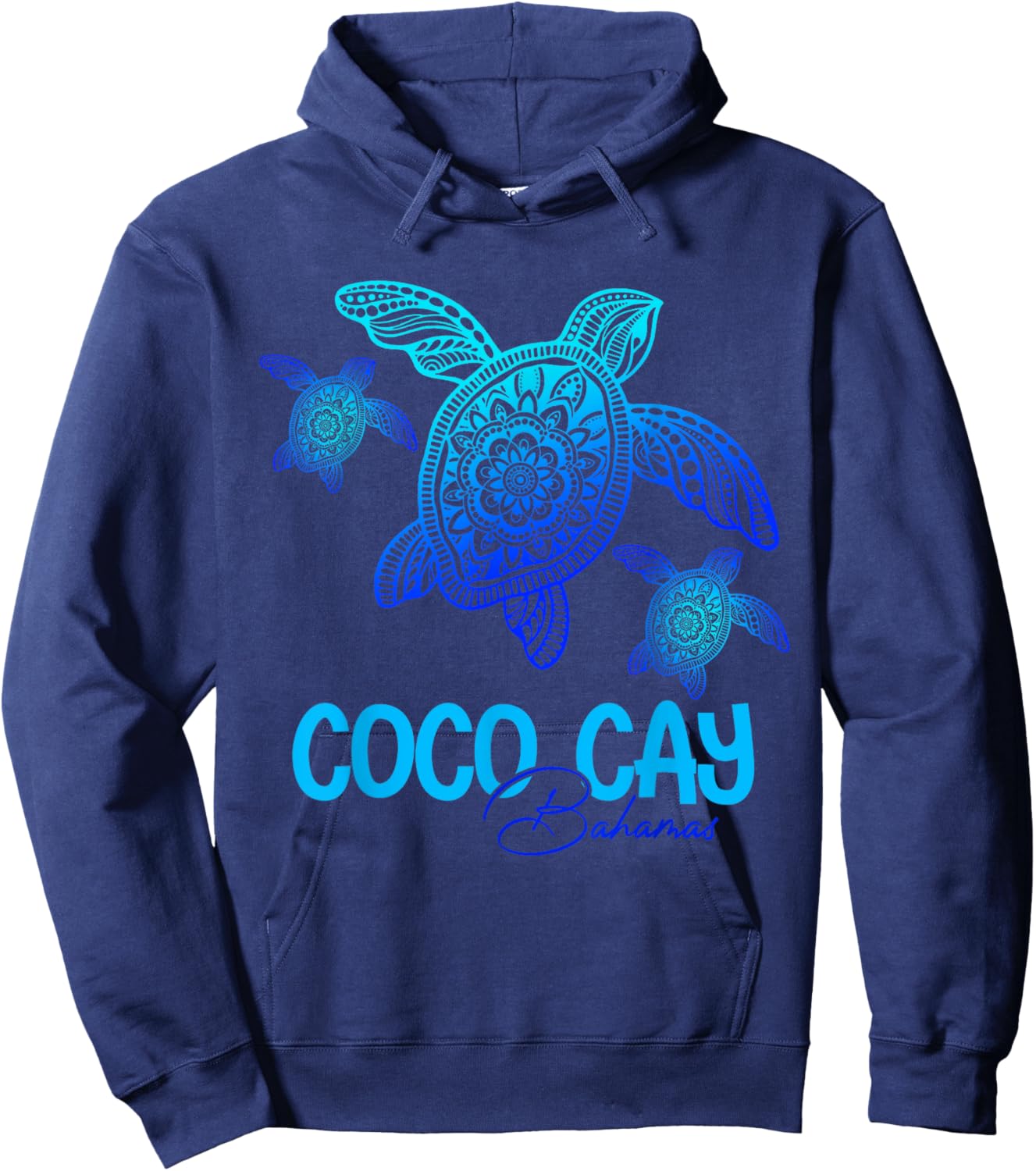 Coco Cay Bahamas Vacation Tribal Sea Turtle Hoodie - Hoodie | Navy