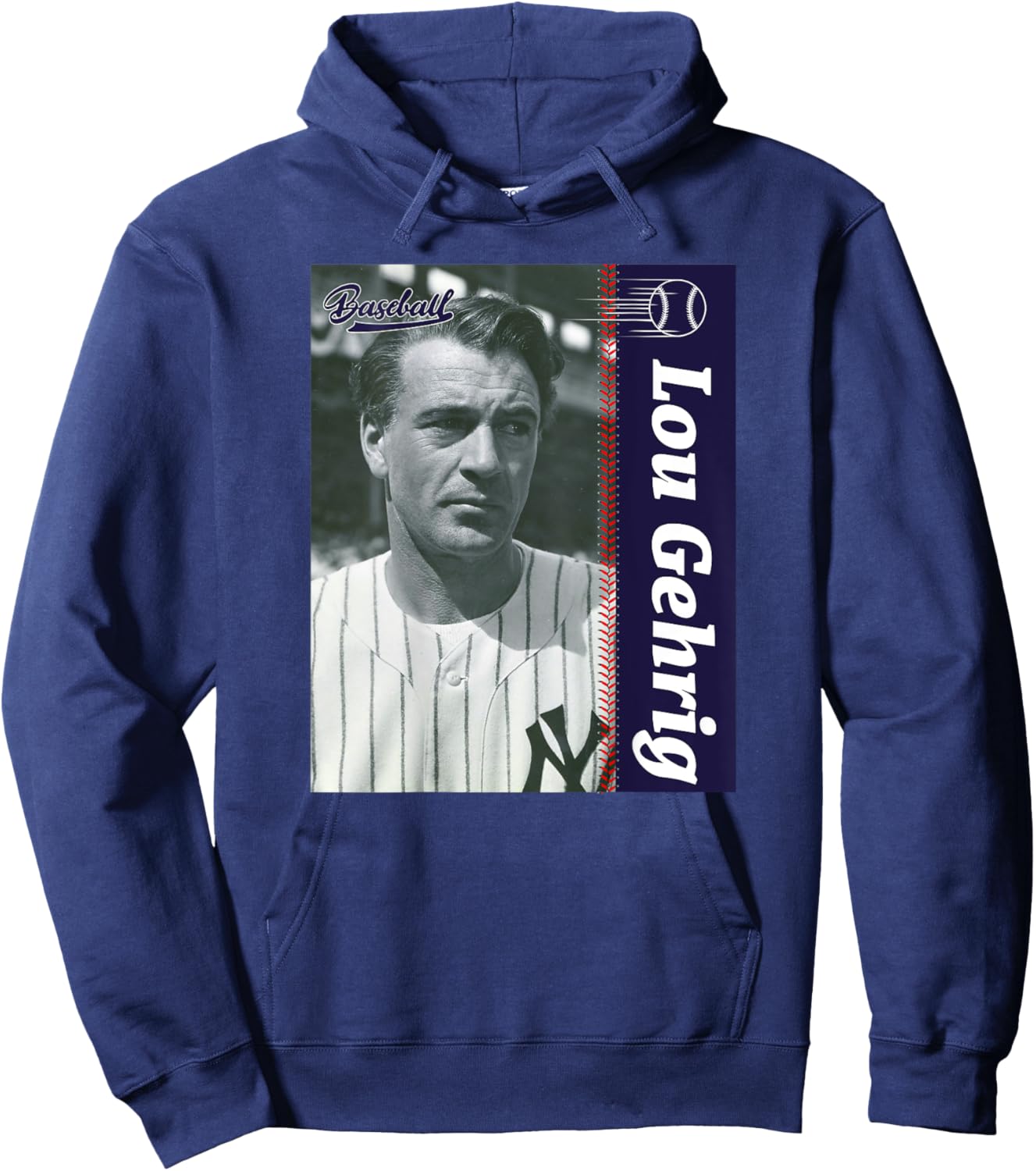 Lou Gehrig_Baseball_Back Printed Hoodie - Hoodie | Navy
