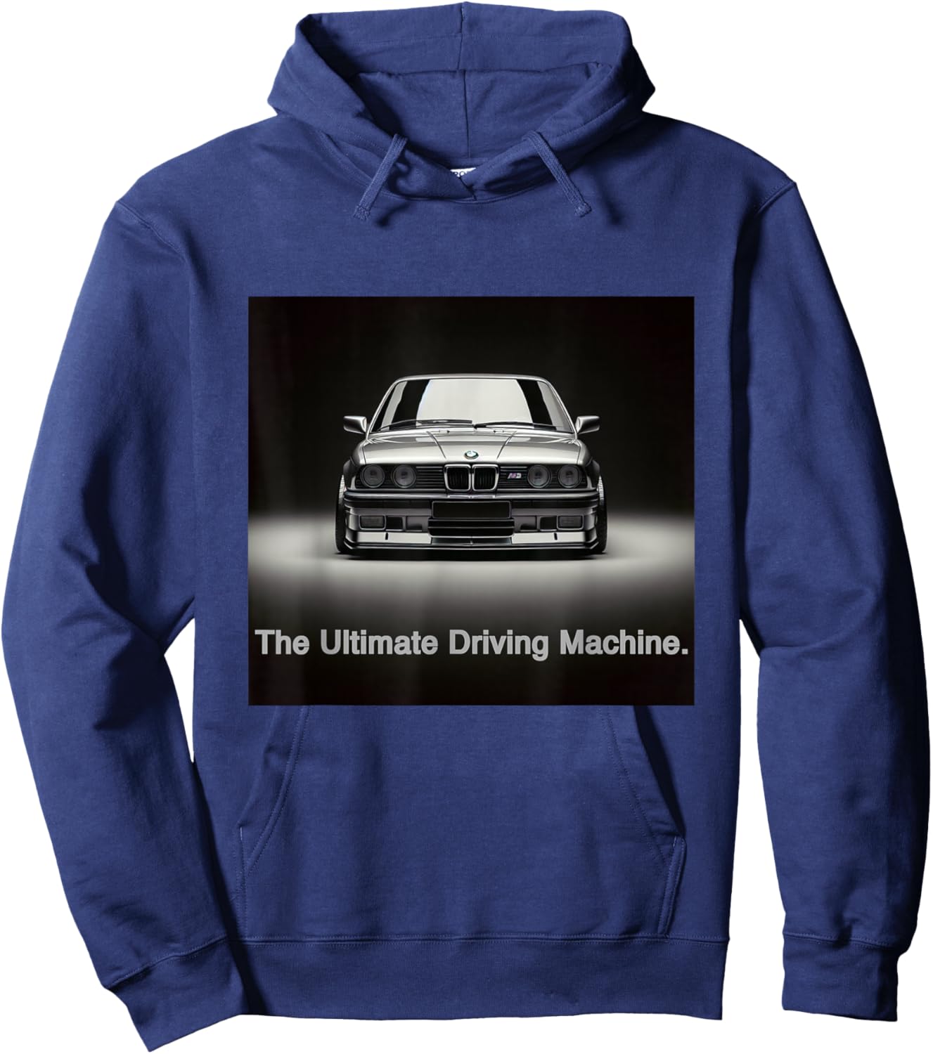 Russ Designs Ultimate Driving Machine Vintage Euro E30 - Black, Small, , Short Sleeve, Polyester, Car-Themed, Driving, All Seasons Hoodie - Hoodie | Navy