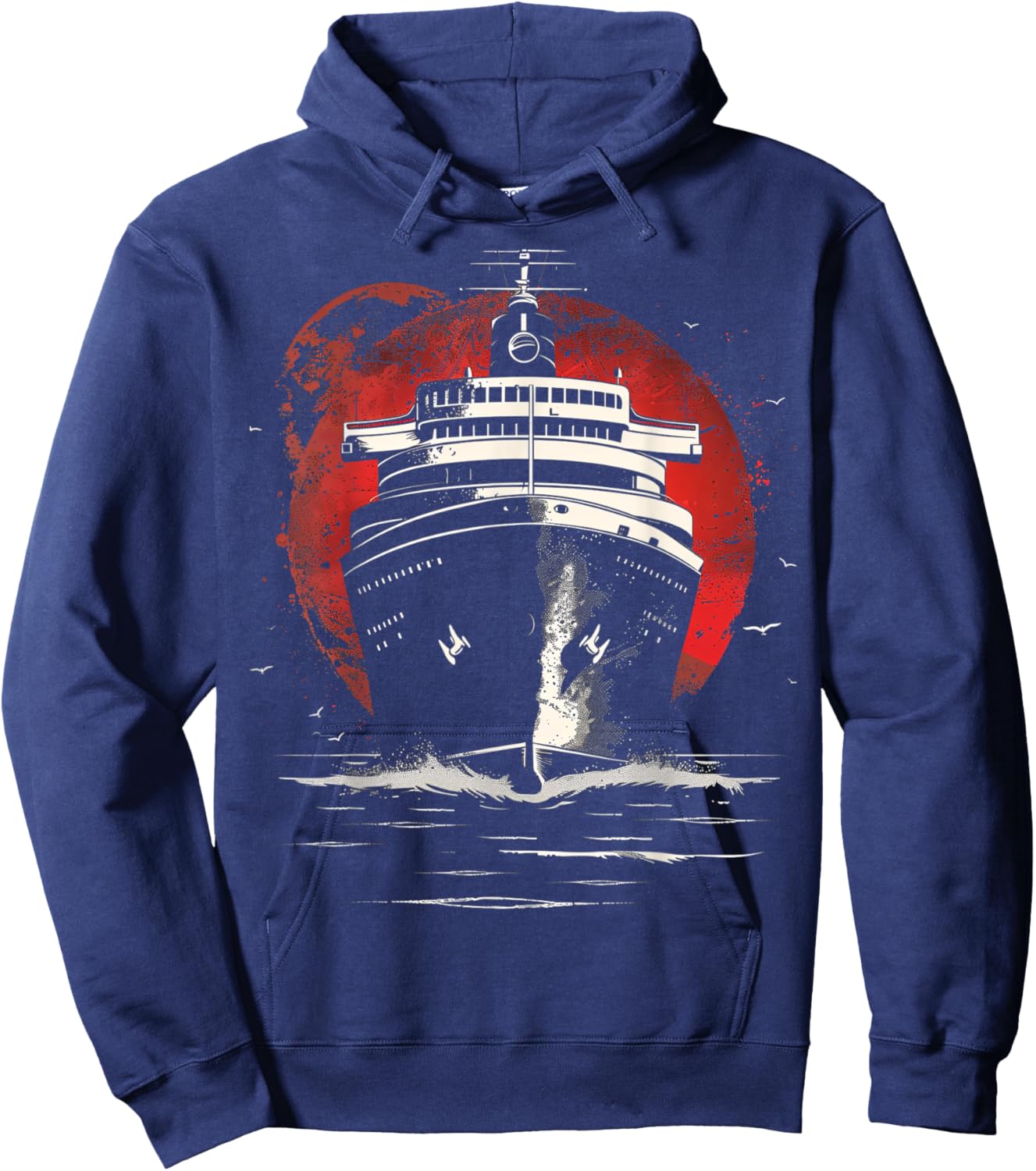 Nautical Red and Black Abstract Oceanliner Hoodie - Hoodie | Navy