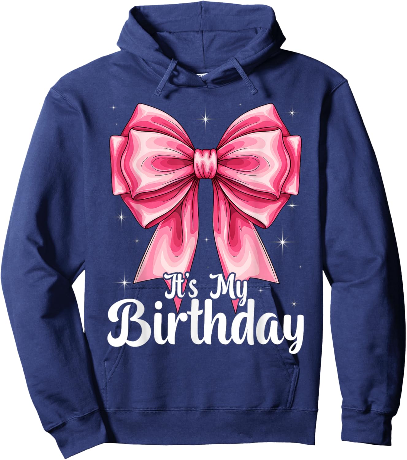 Its My Birthday Pink Coquette Bow Girls Women Hoodie - Hoodie | Navy