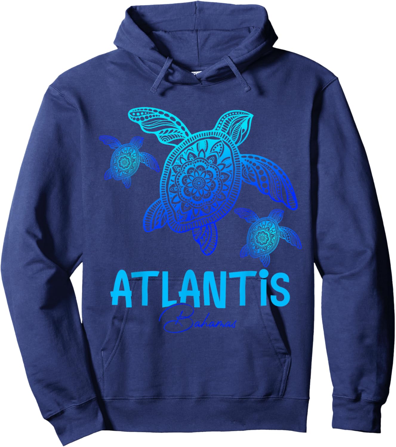 Atlantis Bahamas Vacation Tribal Sea Turtle Hoodie - Hoodie | Navy