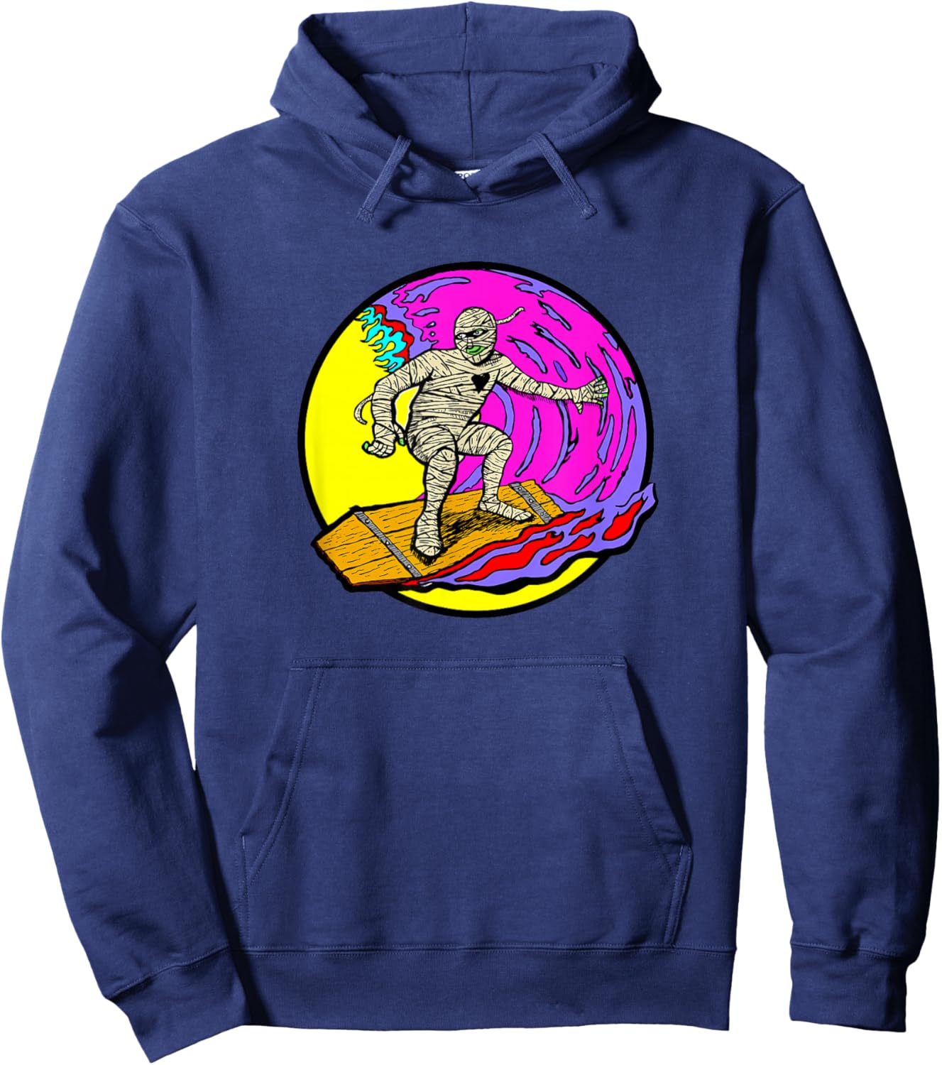 Spooky Surfing Mummy Hoodie - Hoodie | Navy