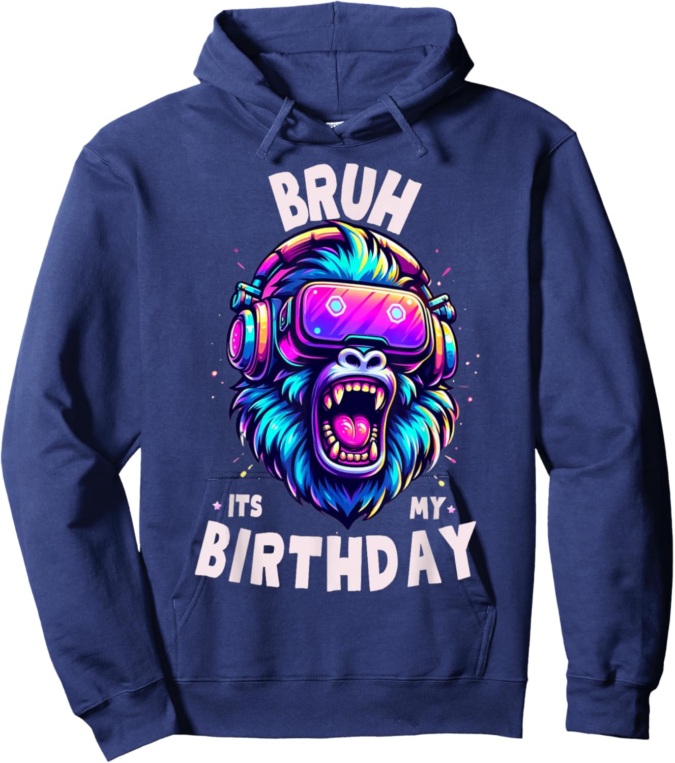 Bruh Its My Birthday Funny Gorilla Boys Girls Hoodie - Hoodie | Navy