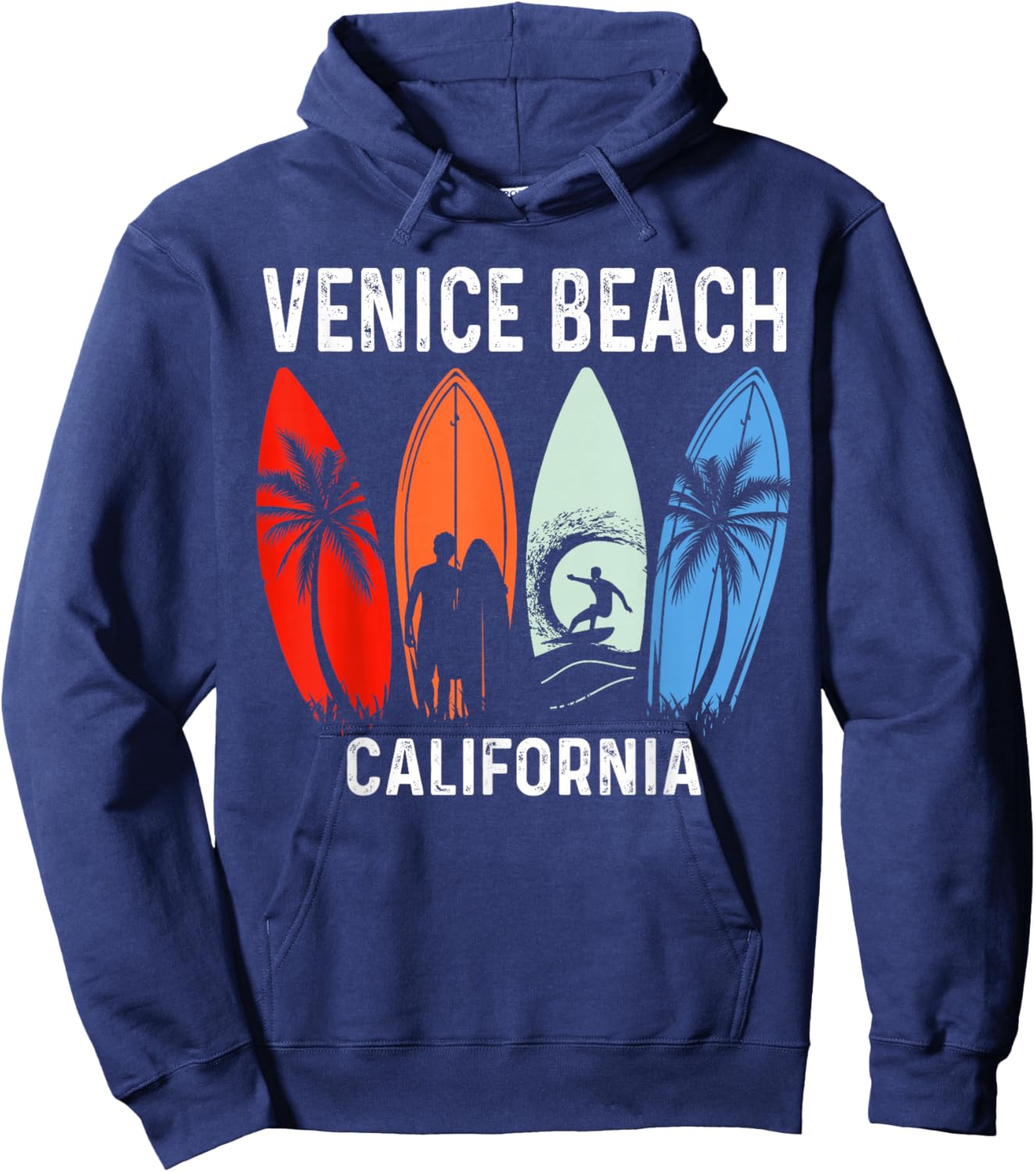 Retro Venice Beach California Surfing Beach Hoodie - Hoodie | Navy
