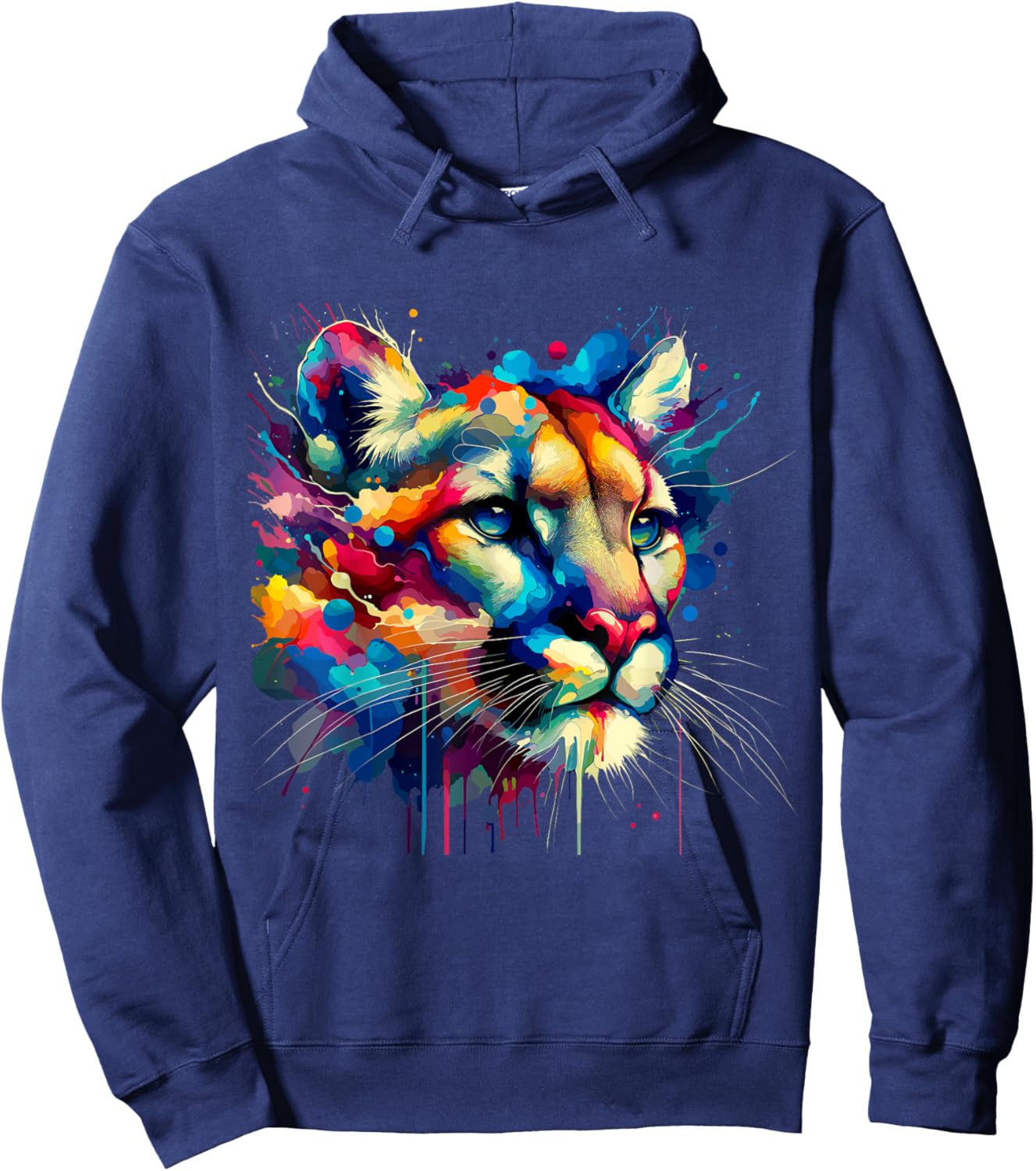Splash Art Cougar Cougars Mountain Lion Puma Hoodie - Hoodie | Navy