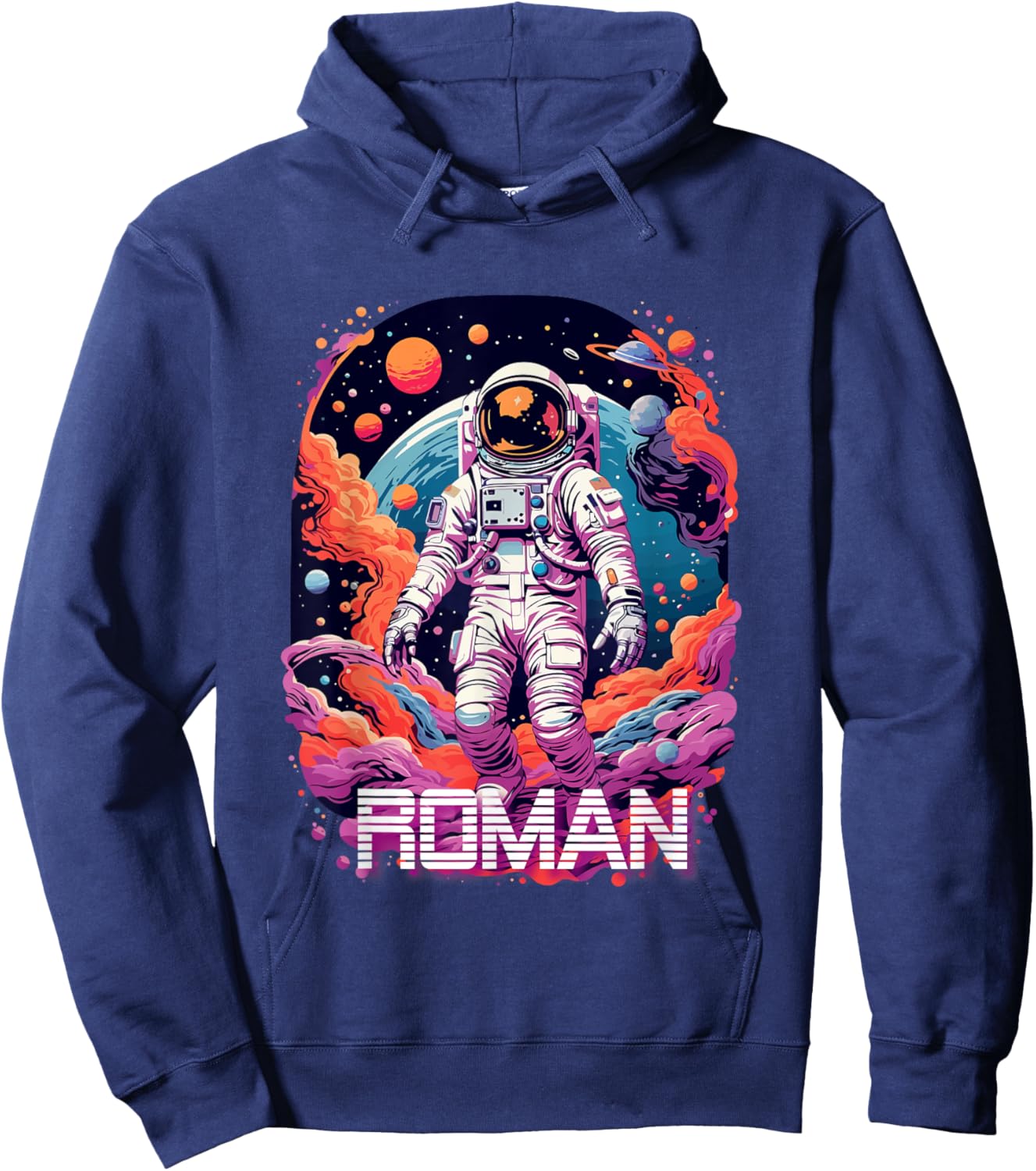 ROMAN - Cute Boy Name with cool Astronaut Hoodie - Hoodie | Navy