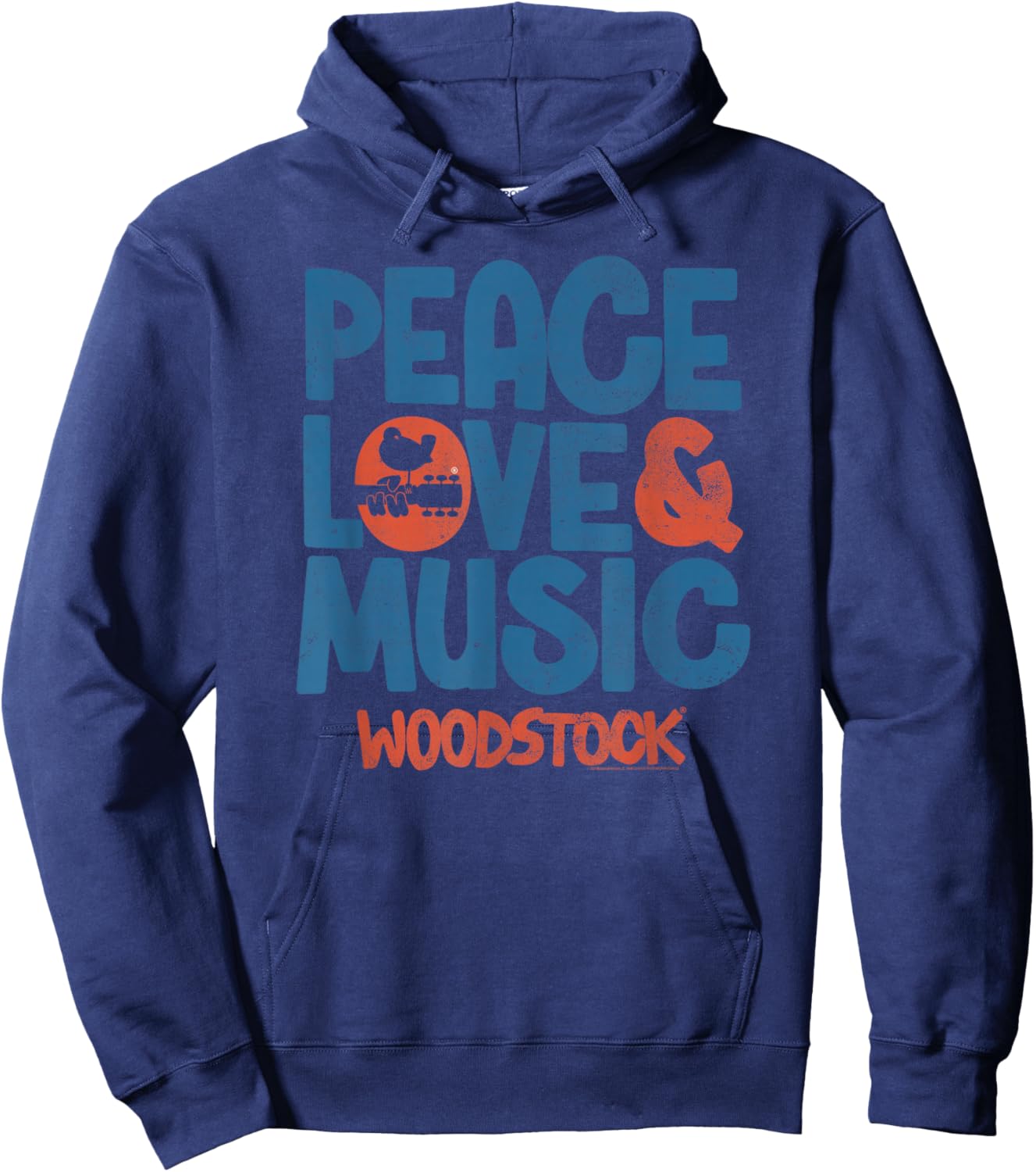 Woodstock Peace Love and Music Hoodie - Hoodie | Navy