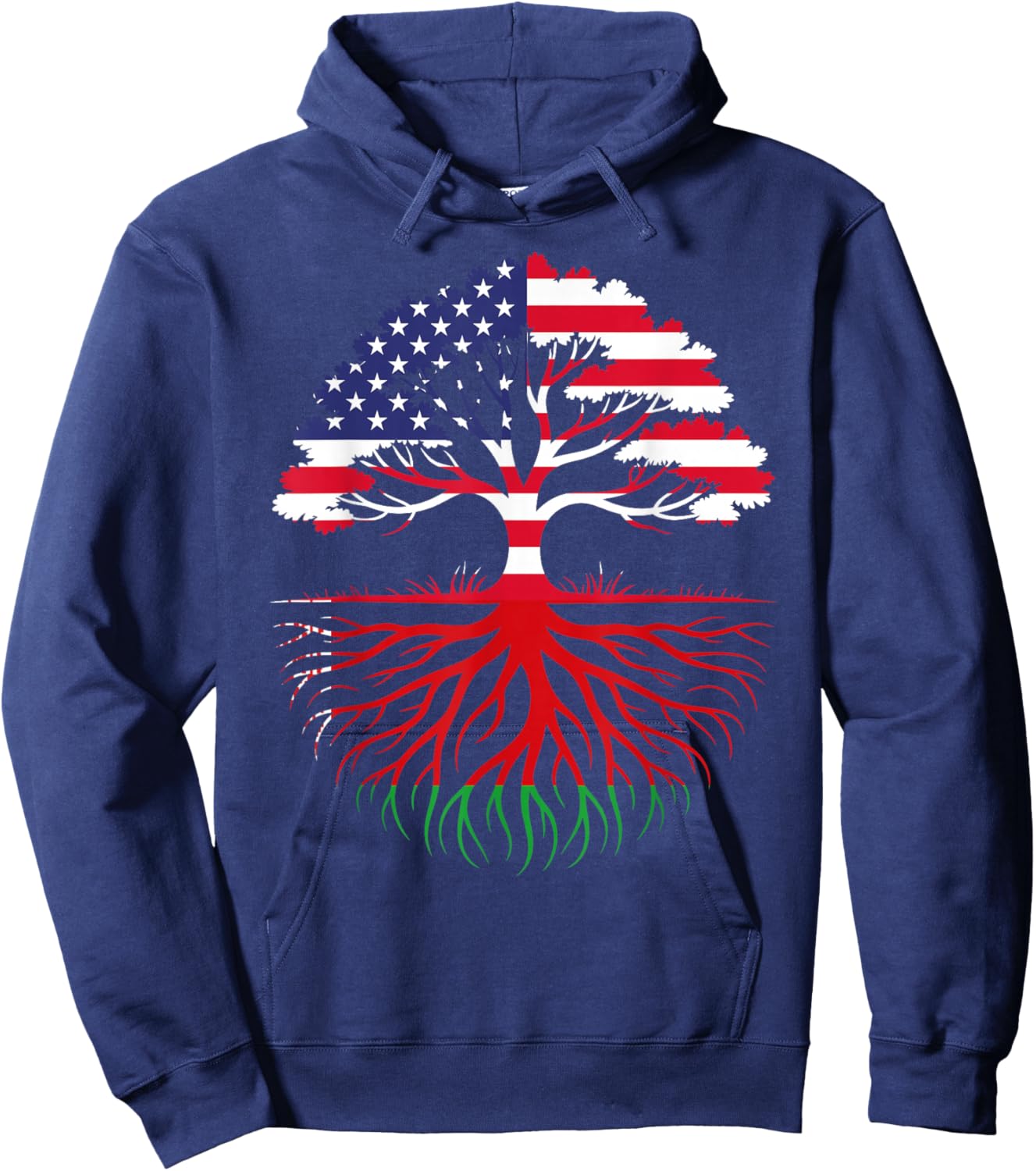 American Grown Belarusian Roots Flag Heritage Hoodie - Hoodie | Navy