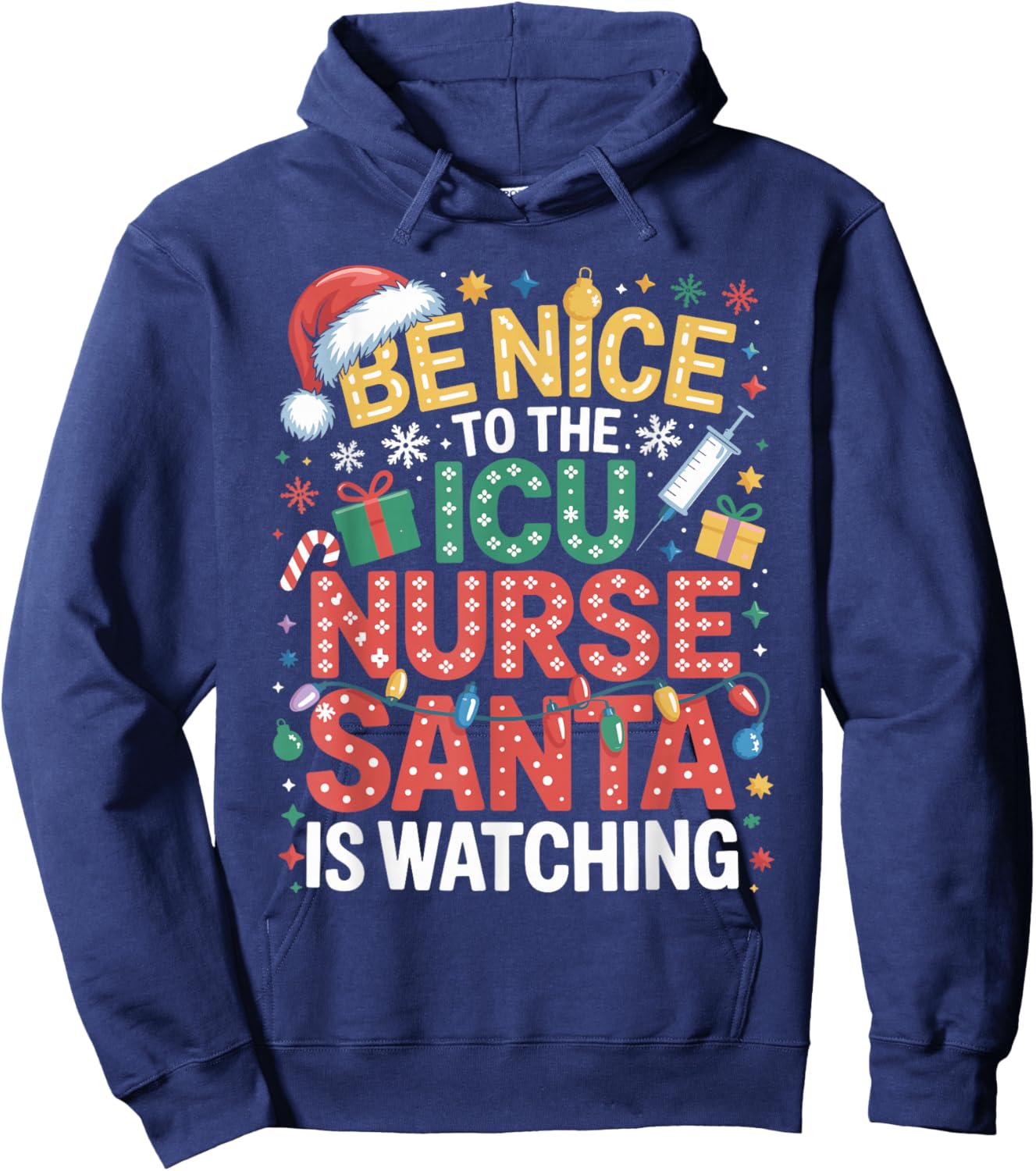 ICU Nurse Christmas Critical Care Nurse Xmas Hoodie - Hoodie | Navy