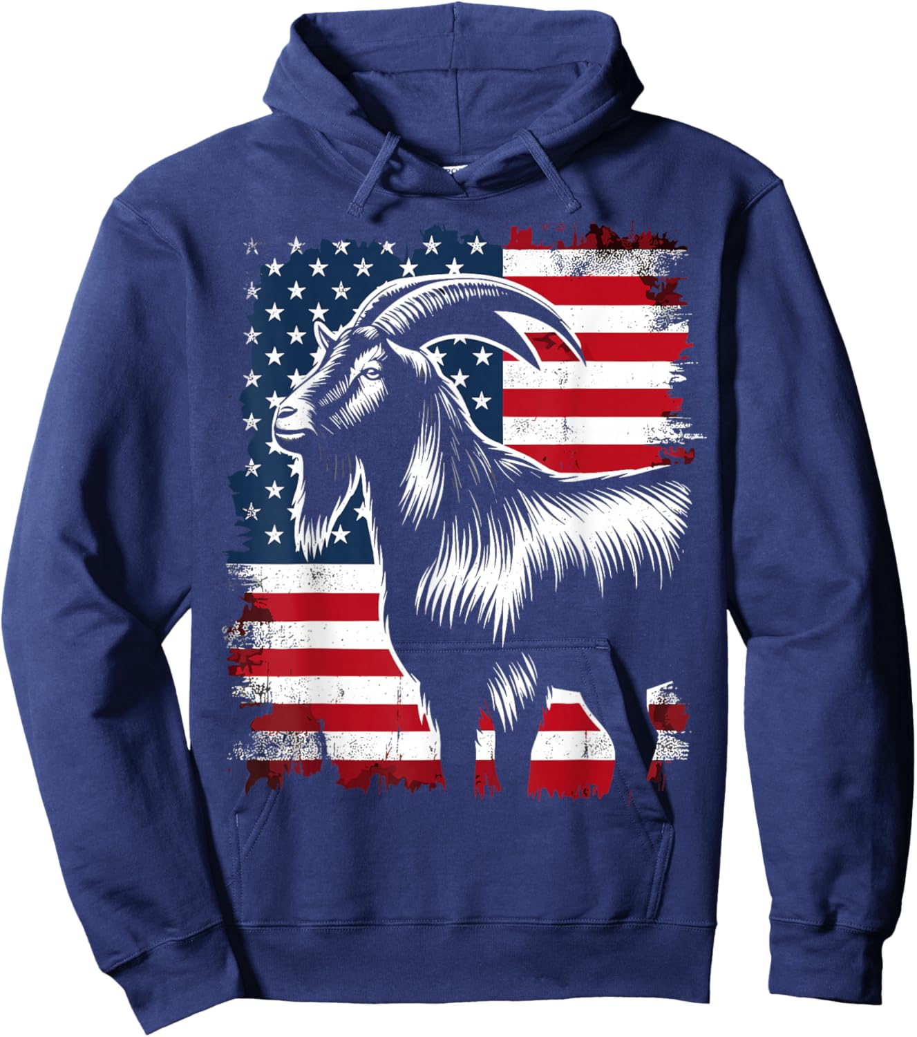 Patriotic Goat USA Flag American Hoodie - Hoodie | Navy