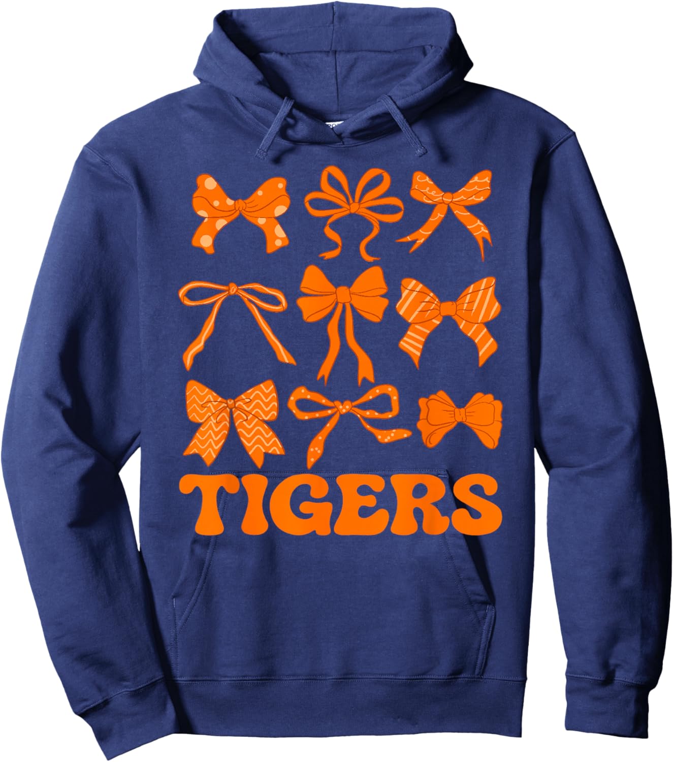 Cheer Bow Tigers School Sports Team Spirit Hoodie - Hoodie | Navy
