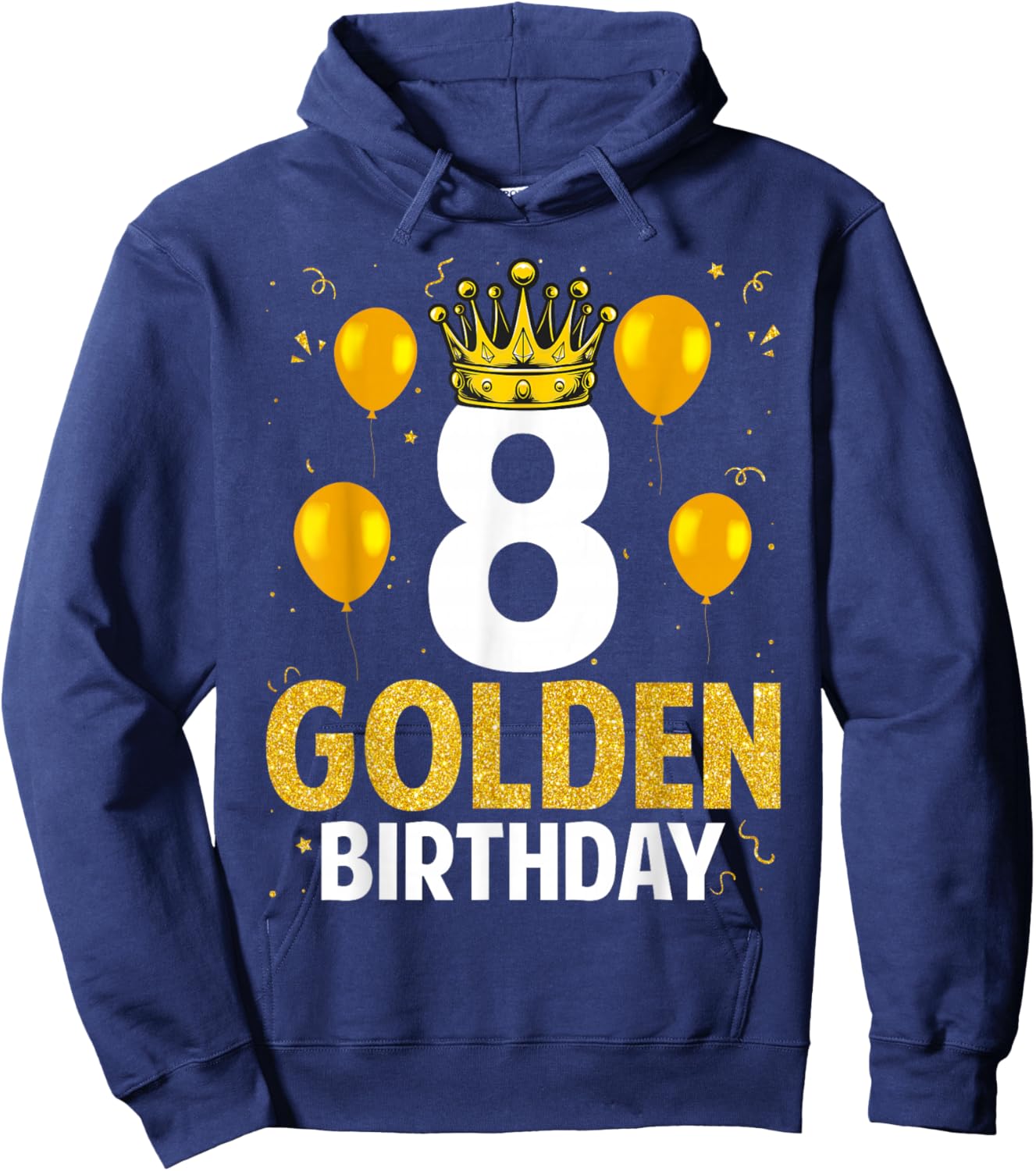 Kids 8th Birthday Boys Girls 8 Year Old Golden Hoodie - Hoodie | Navy