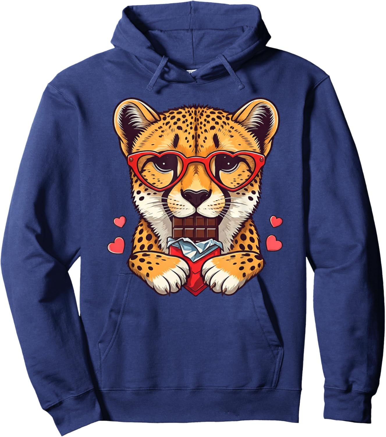 Funny Cheetah Heart Chocolate Valentine Leopard Hoodie - Hoodie | Navy