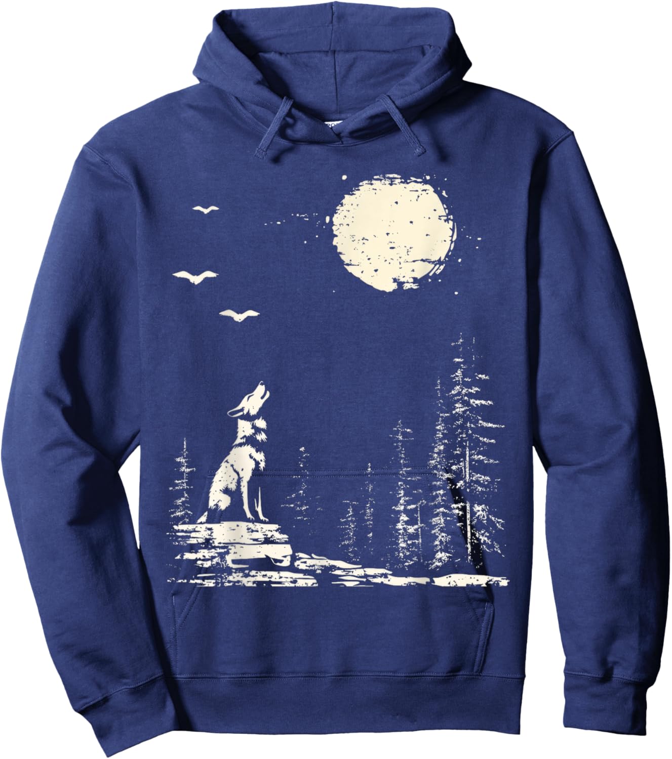 Wolf Forest Nature Wolf And Moon Wildlife Hoodie - Hoodie | Navy