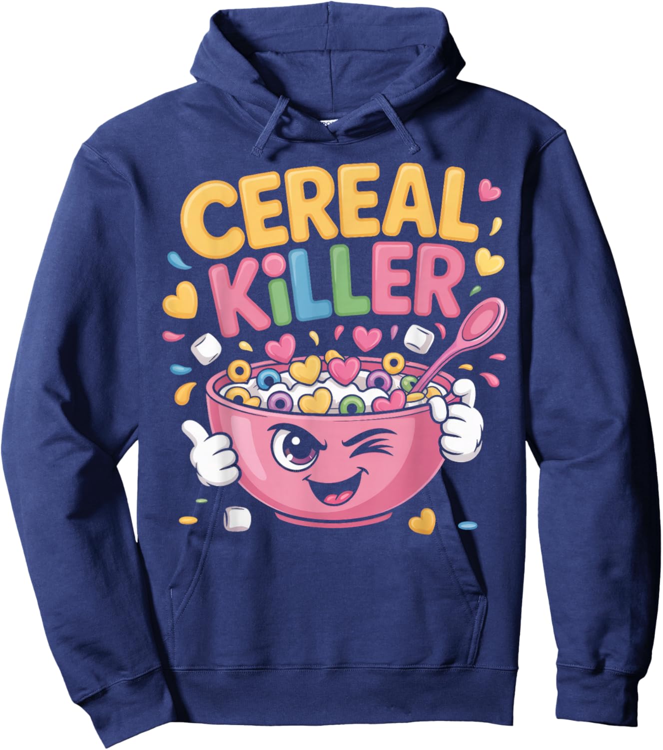 Cereal Killer Cute Breakfast Pun Graphic Hoodie - Hoodie | Navy