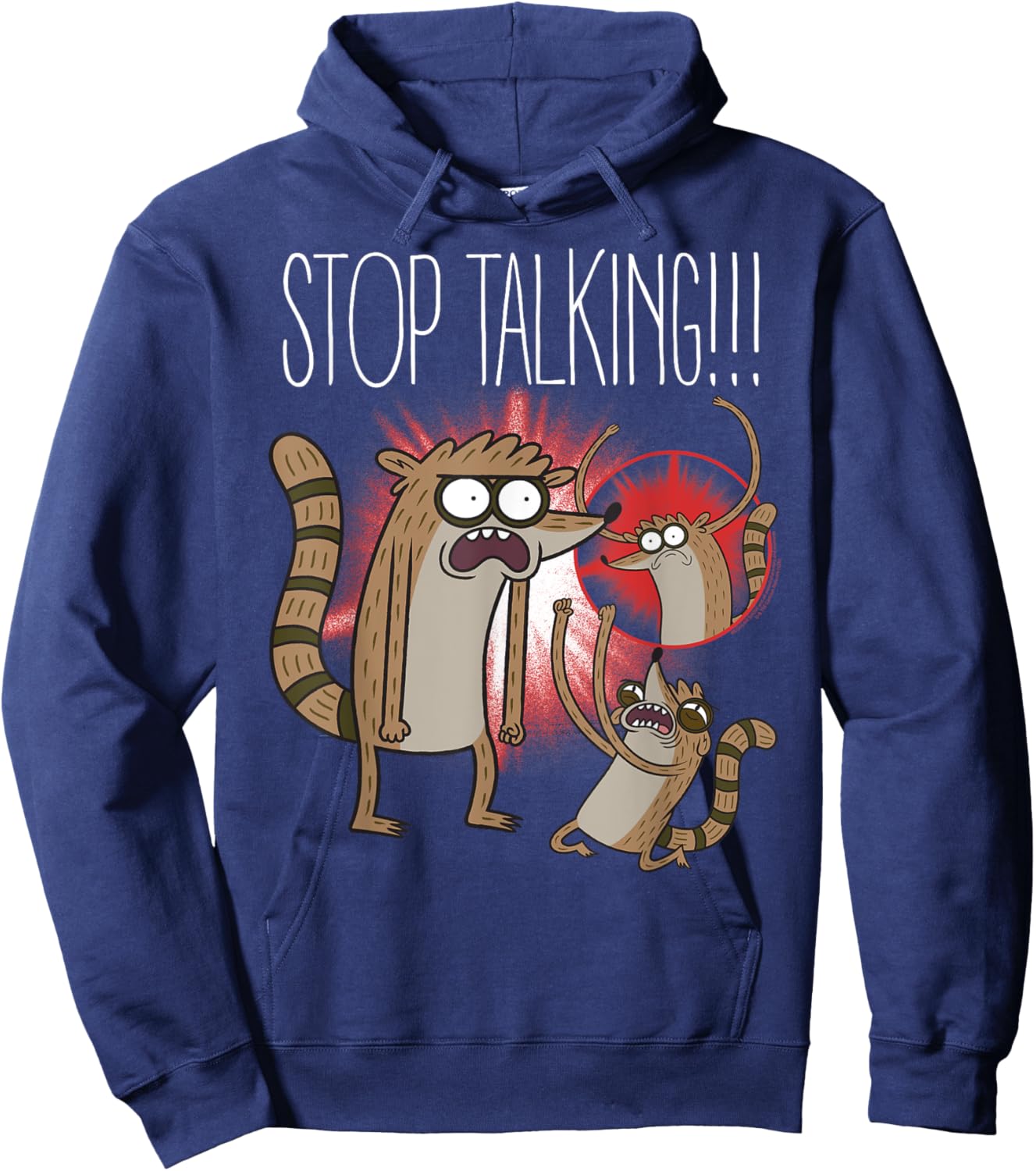 Regular Show Rigby Stop Talking! Funny Cartoon Hoodie - Hoodie | Navy