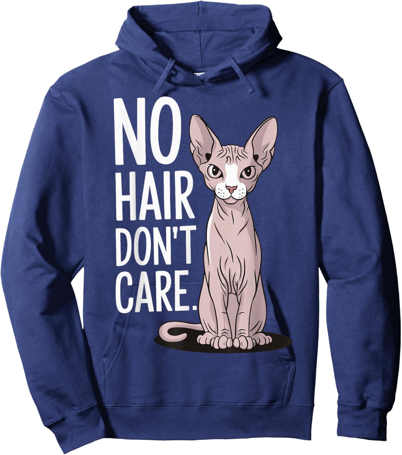 No Hair Don't Care Sphynx Cat Hoodie - Hoodie | Navy