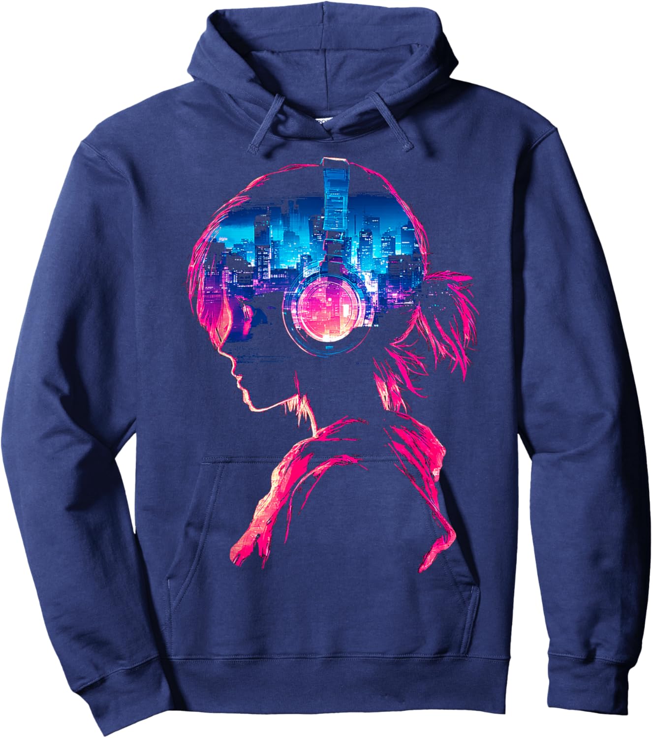 Anime Music Helmet Girl Hoodie - Hoodie | Navy
