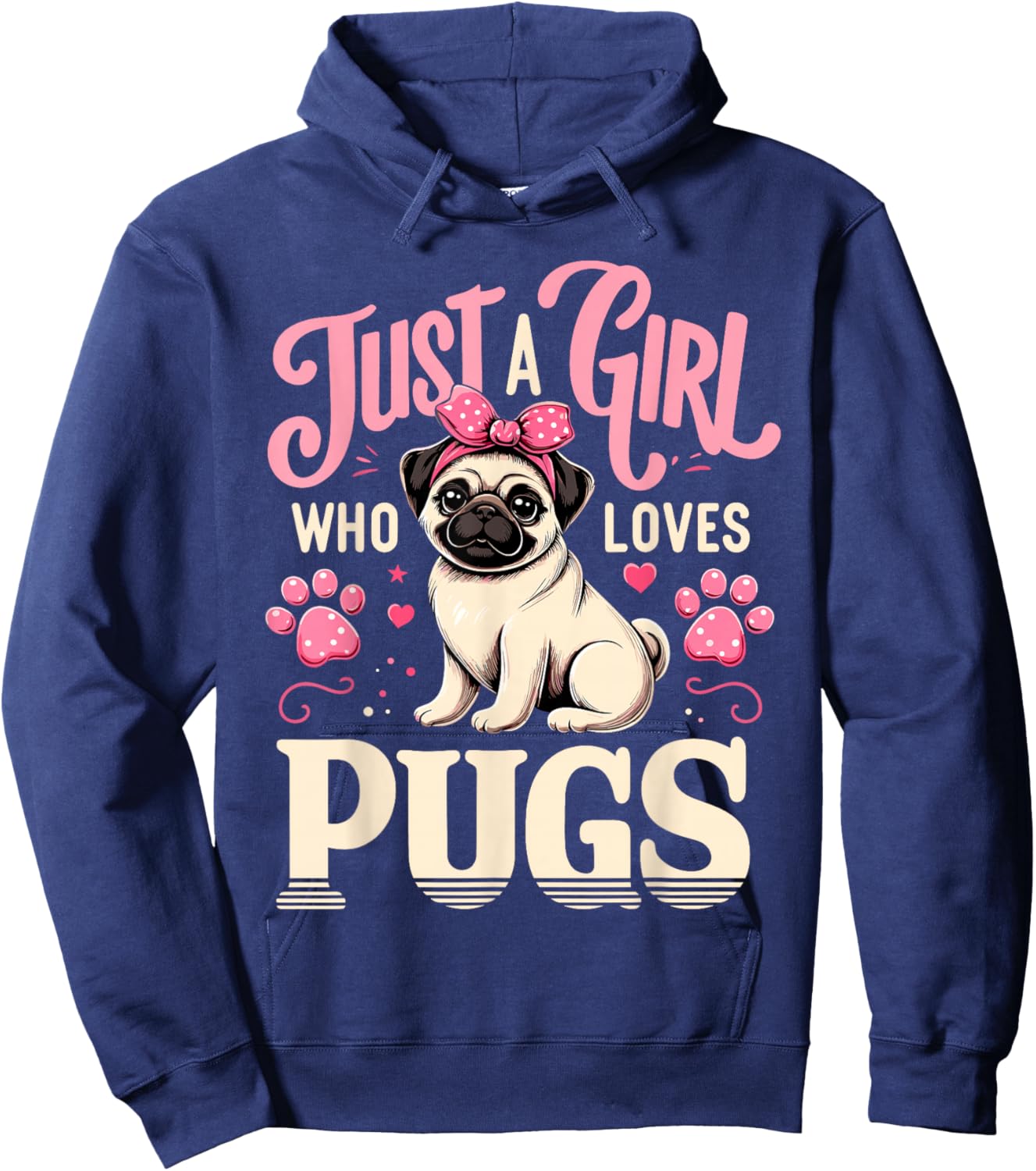 Just A Girl Who Loves Pugs Hoodie - Hoodie | Navy