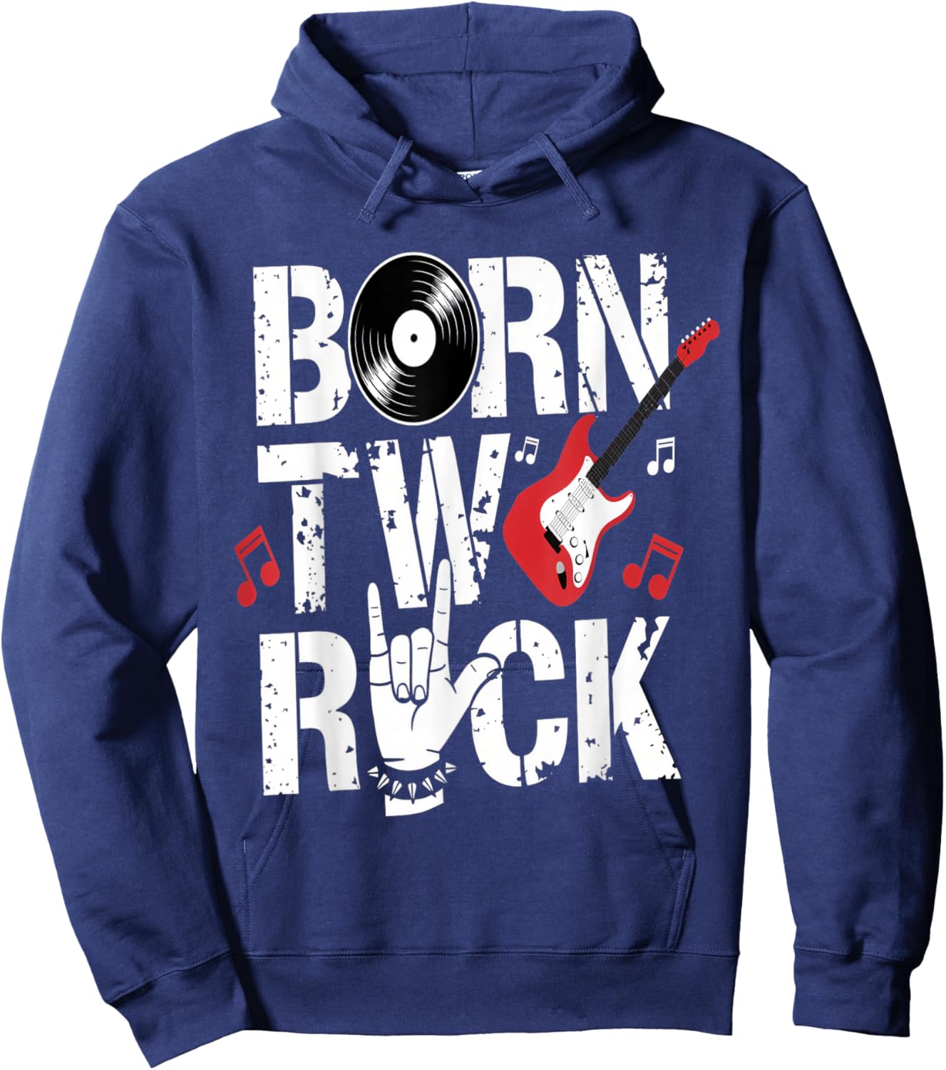 Born Two Rock 2nd Birthday Guitar Design Hoodie - Hoodie | Navy