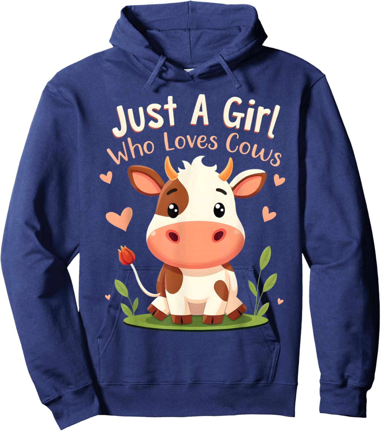 Just A Girl Who Loves Cows Cute Cow Art Hoodie - Hoodie | Navy