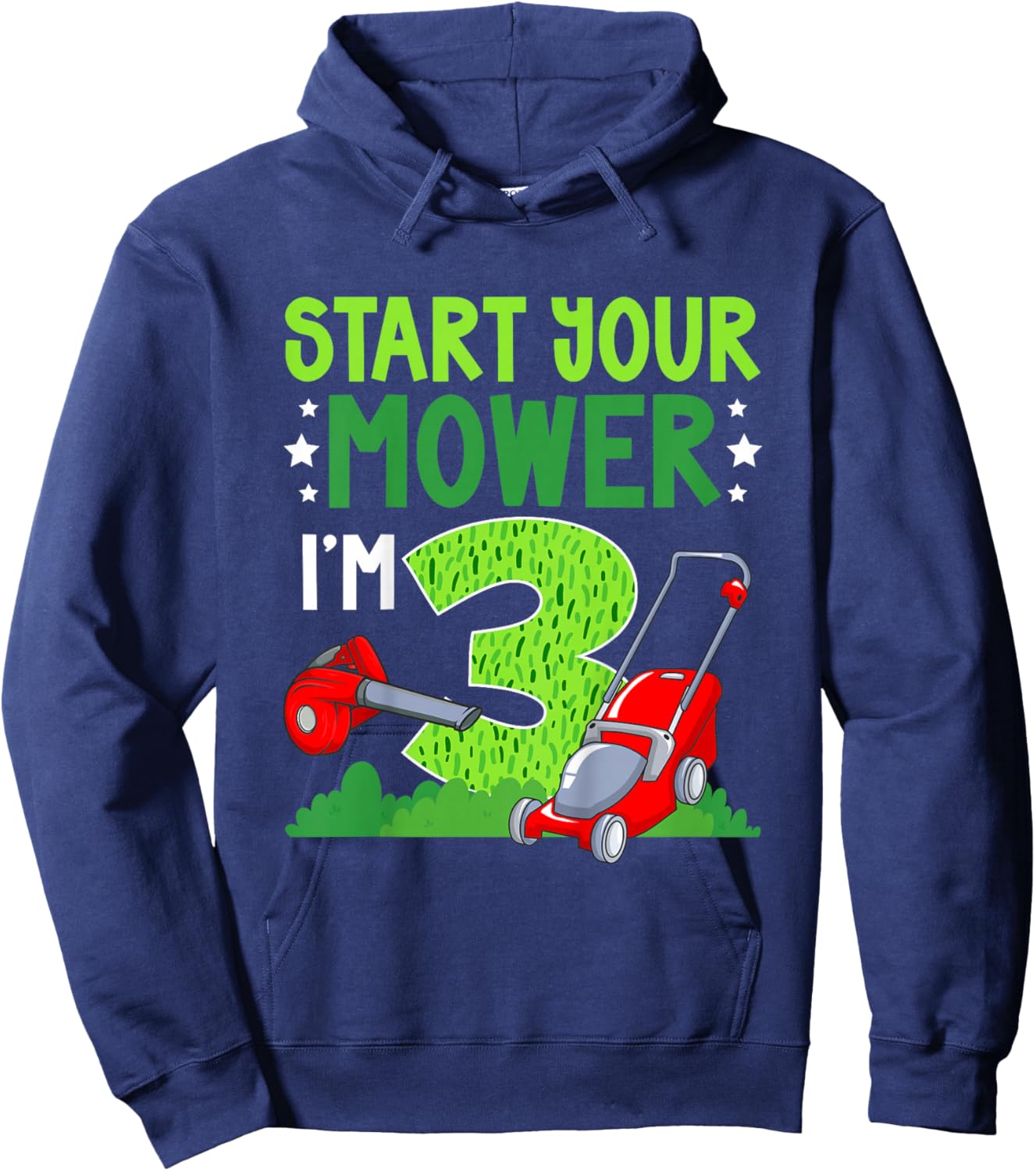 3rd Lawn Mowing Birthday 3 Year Old Lawn Mower Hoodie - Hoodie | Navy