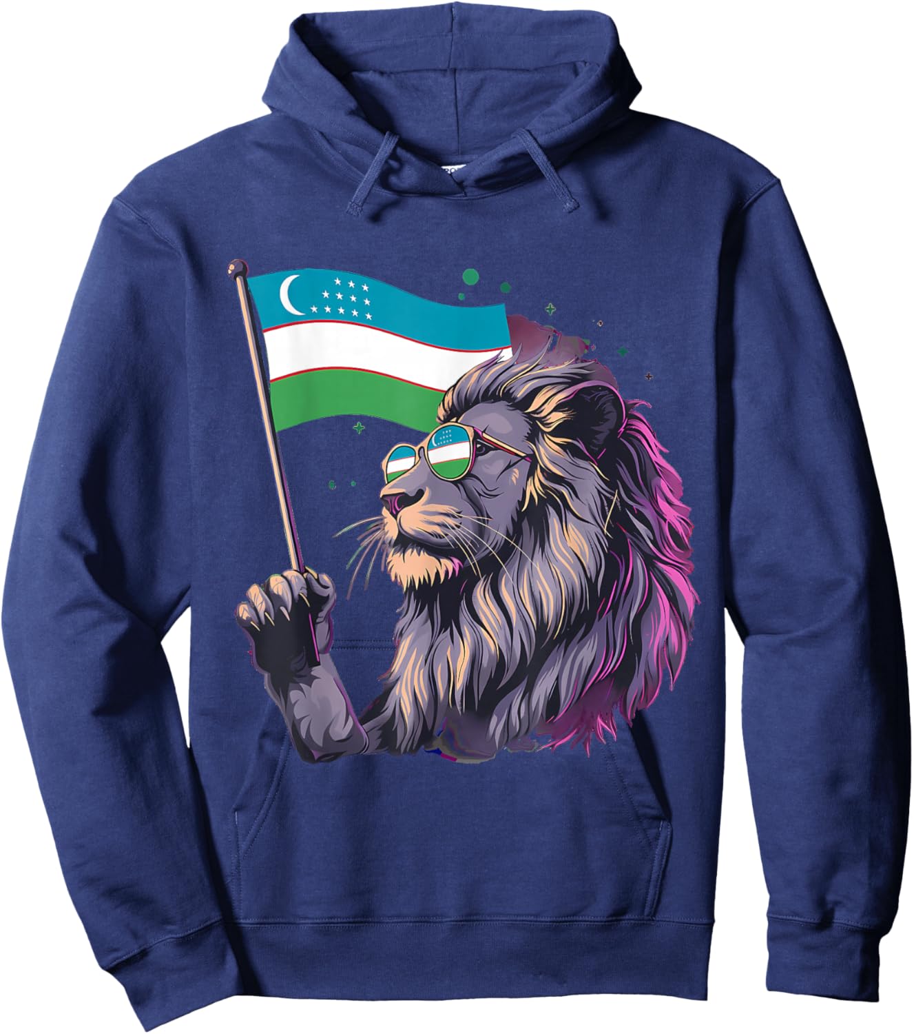 Uzbekistan Flag Lion Uzbek Roots Hoodie - Hoodie | Navy