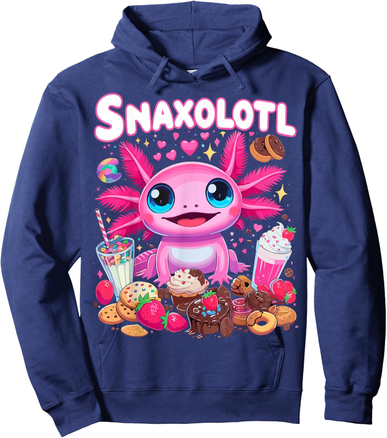 Axolotl Funny Snaxolotl Snacks Axolotls Hoodie - Hoodie | Navy
