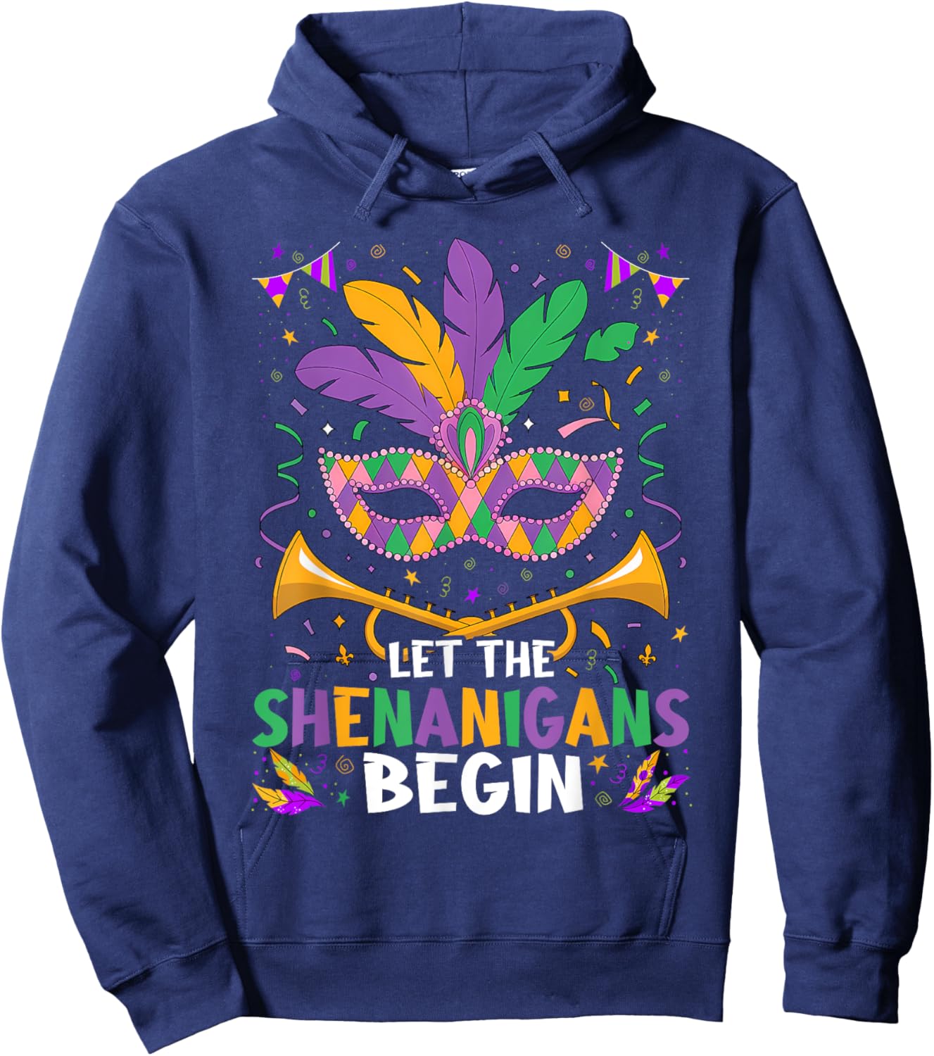 Let The Shenanigans Begin | Mardi Gras Hoodie - Hoodie | Navy